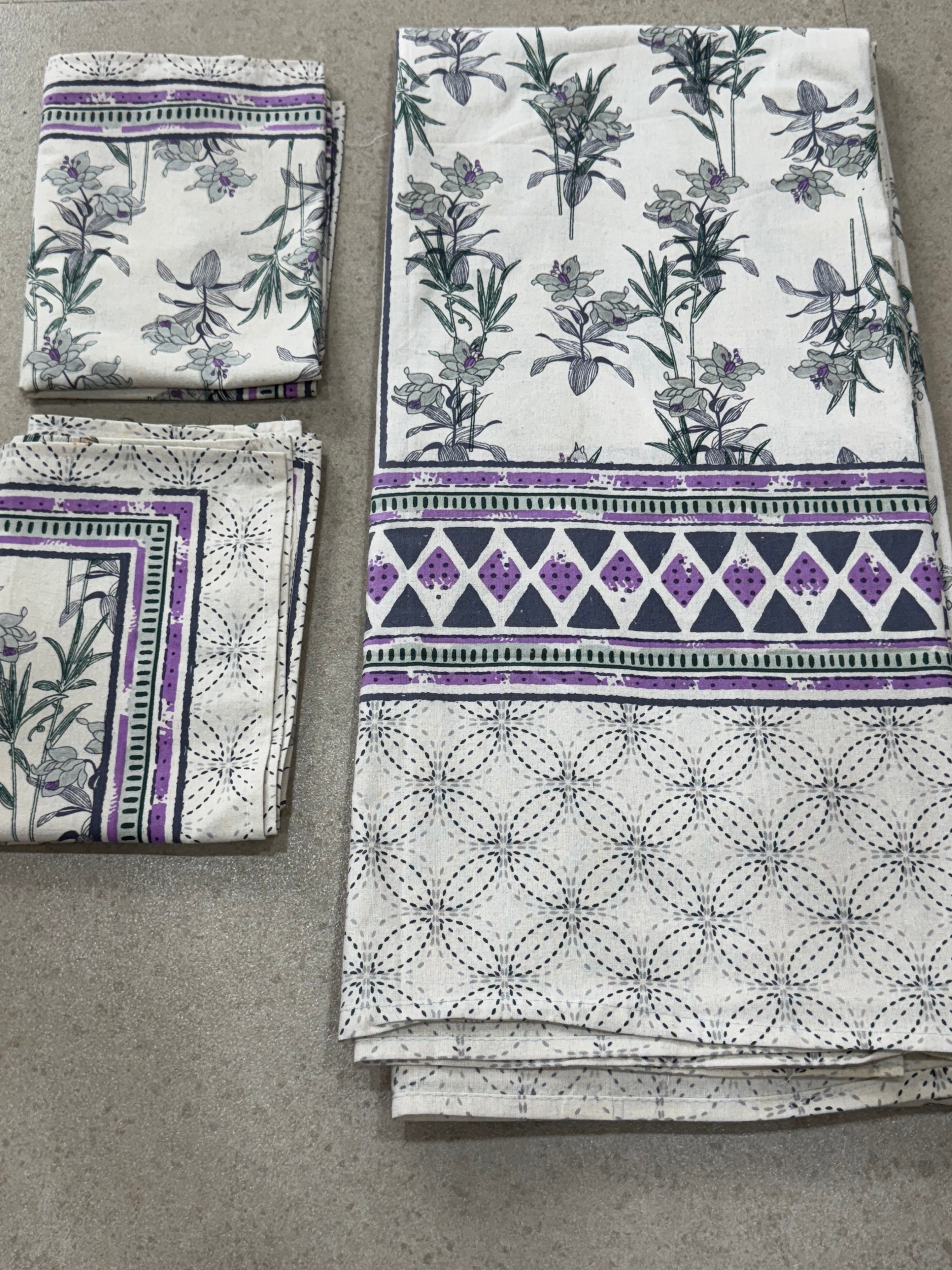 PURE COTTON BEDSHEET WITH TWO PILLOW CASES