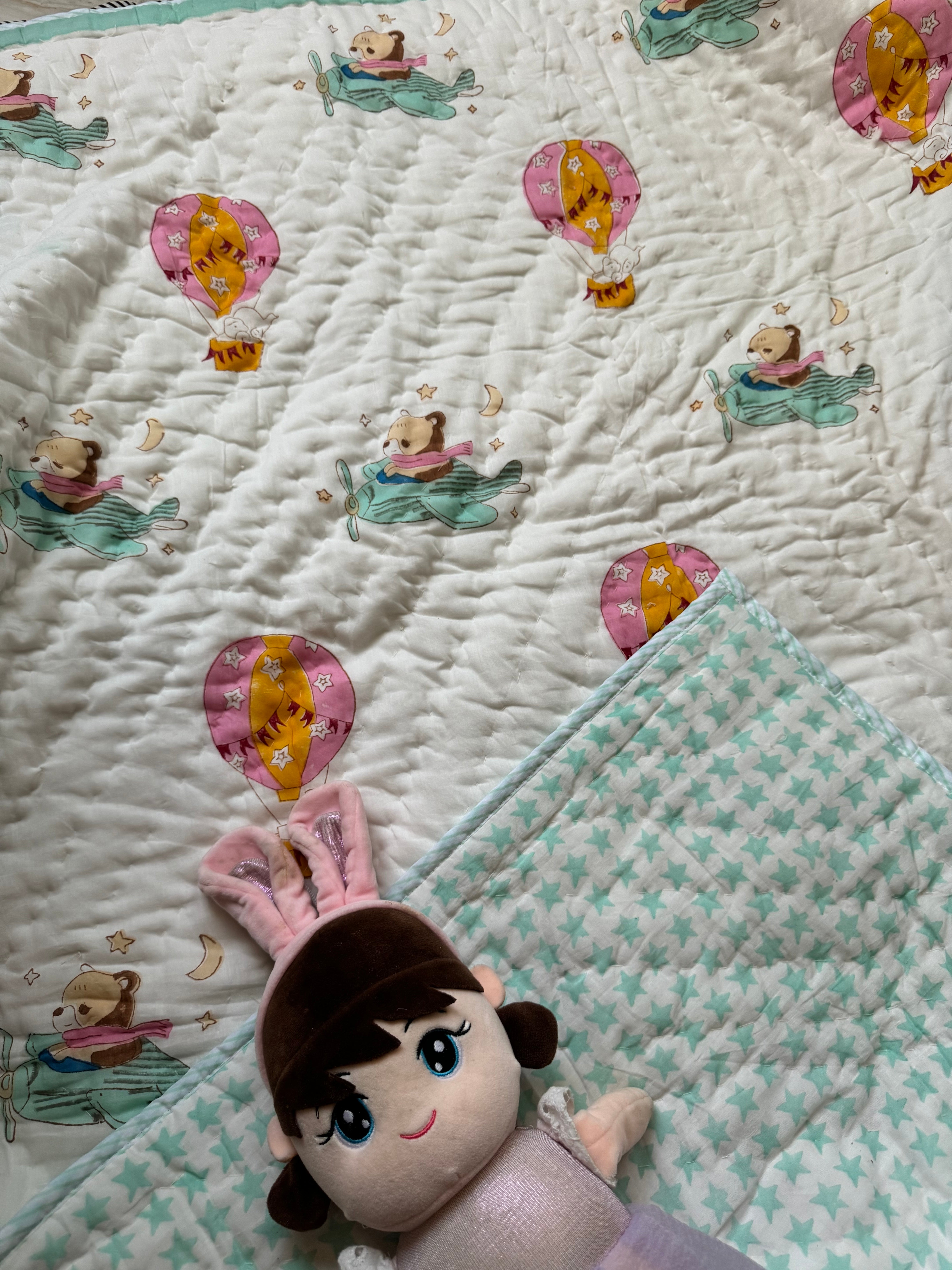 HANDBLOCK PRINTED BABY QUILT