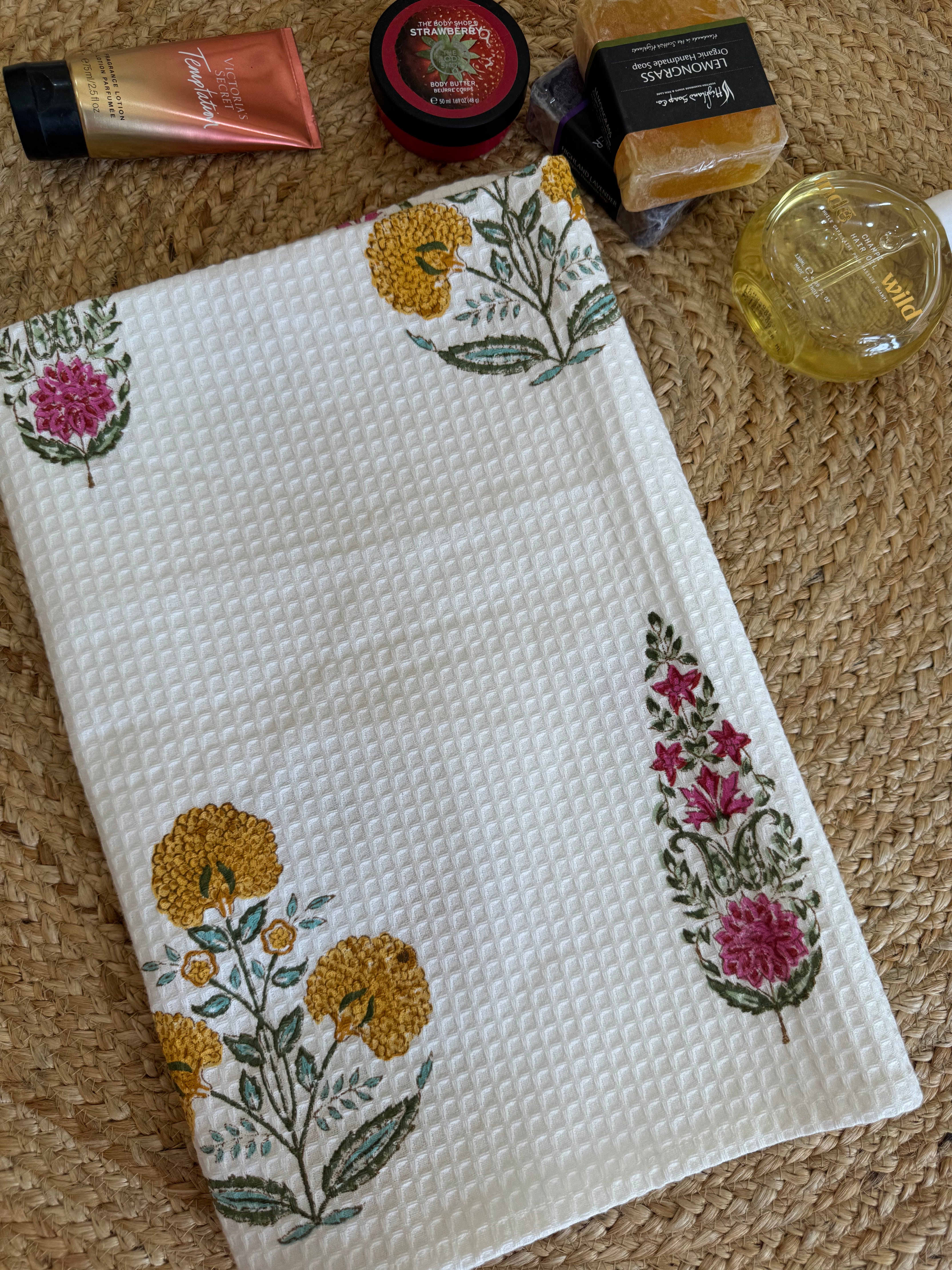 MARIGOLD HANDBLOCK PRINTED BODY / HAND TOWEL / NAPKIN