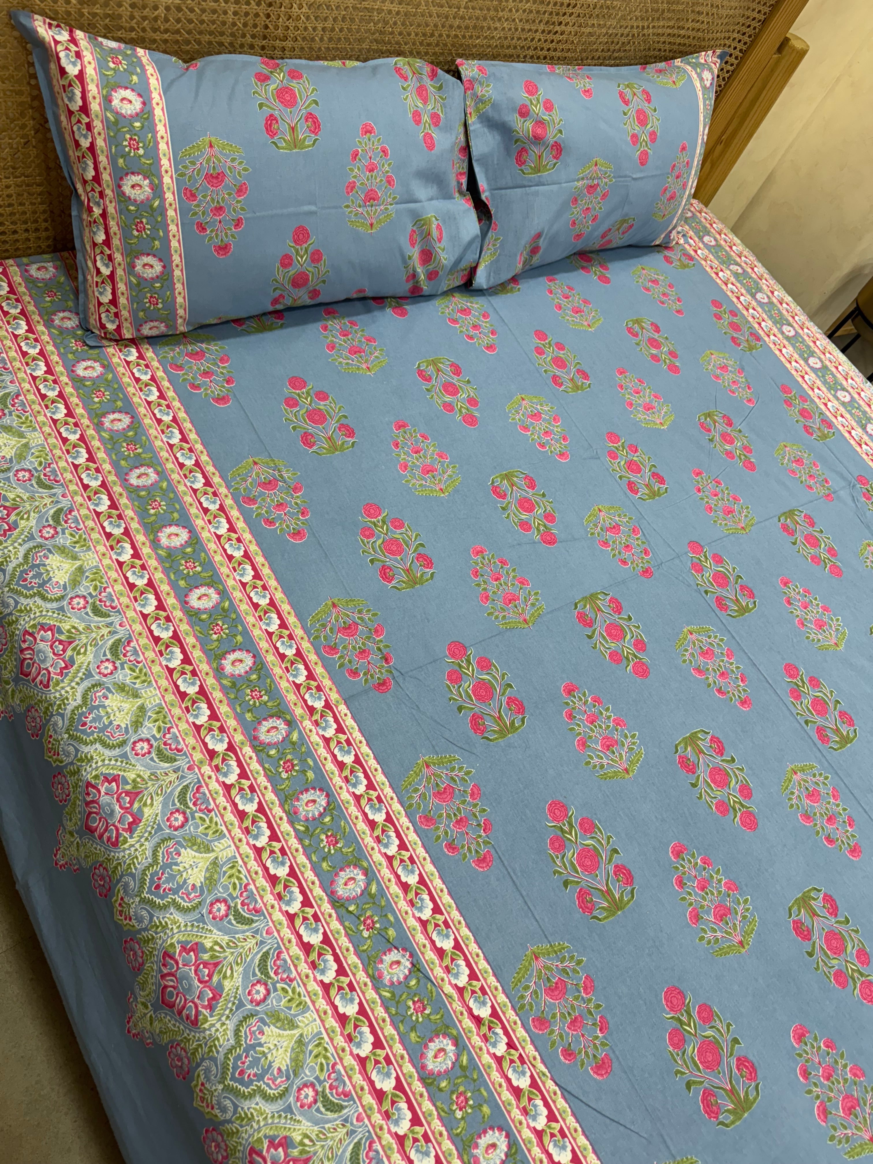 SHALIMAR BEDSHEET WITH TWO REVERSIBLE PILLOW COVERS