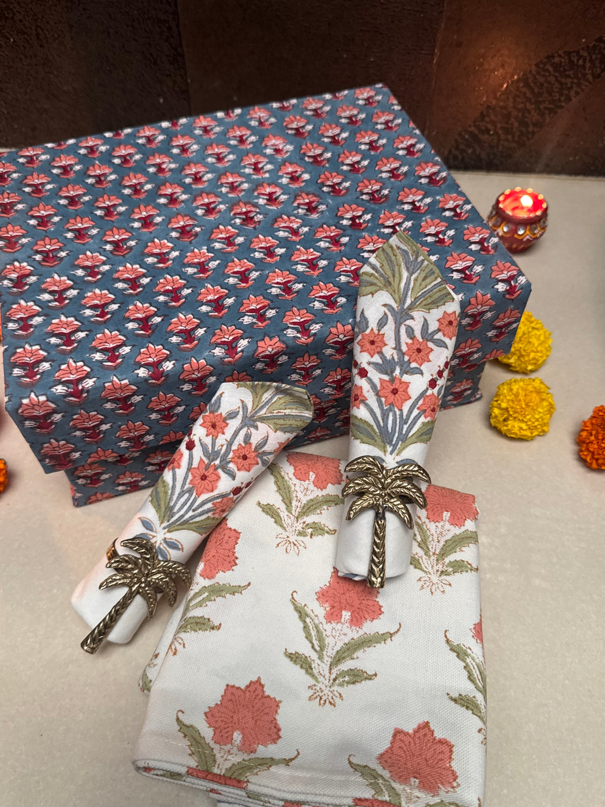 HAND BLOCK PRINTED GIFT BOX - TABLE LINEN