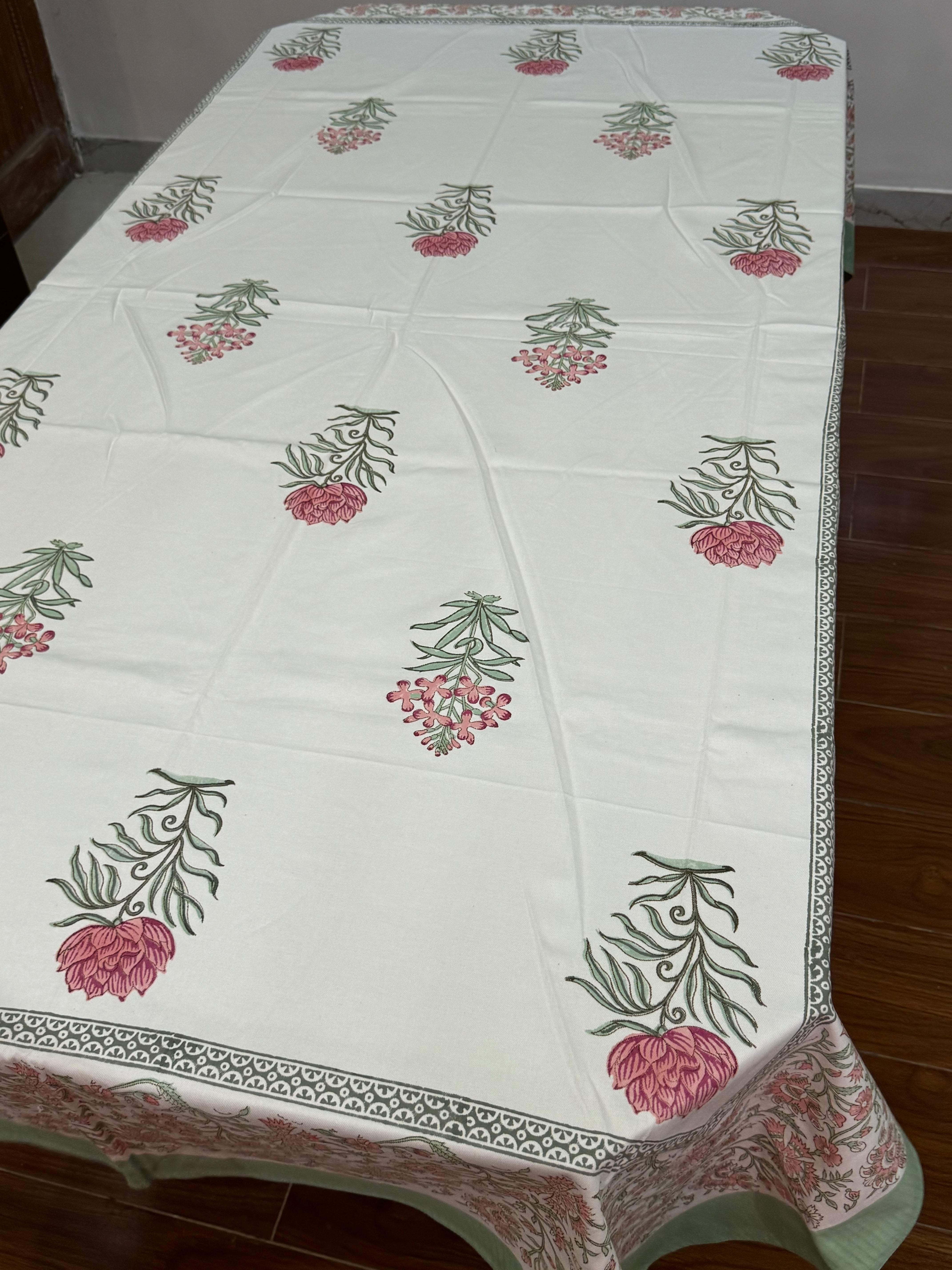 SIX SEATER HANDBLOCK PRINTED TABLECLOTH