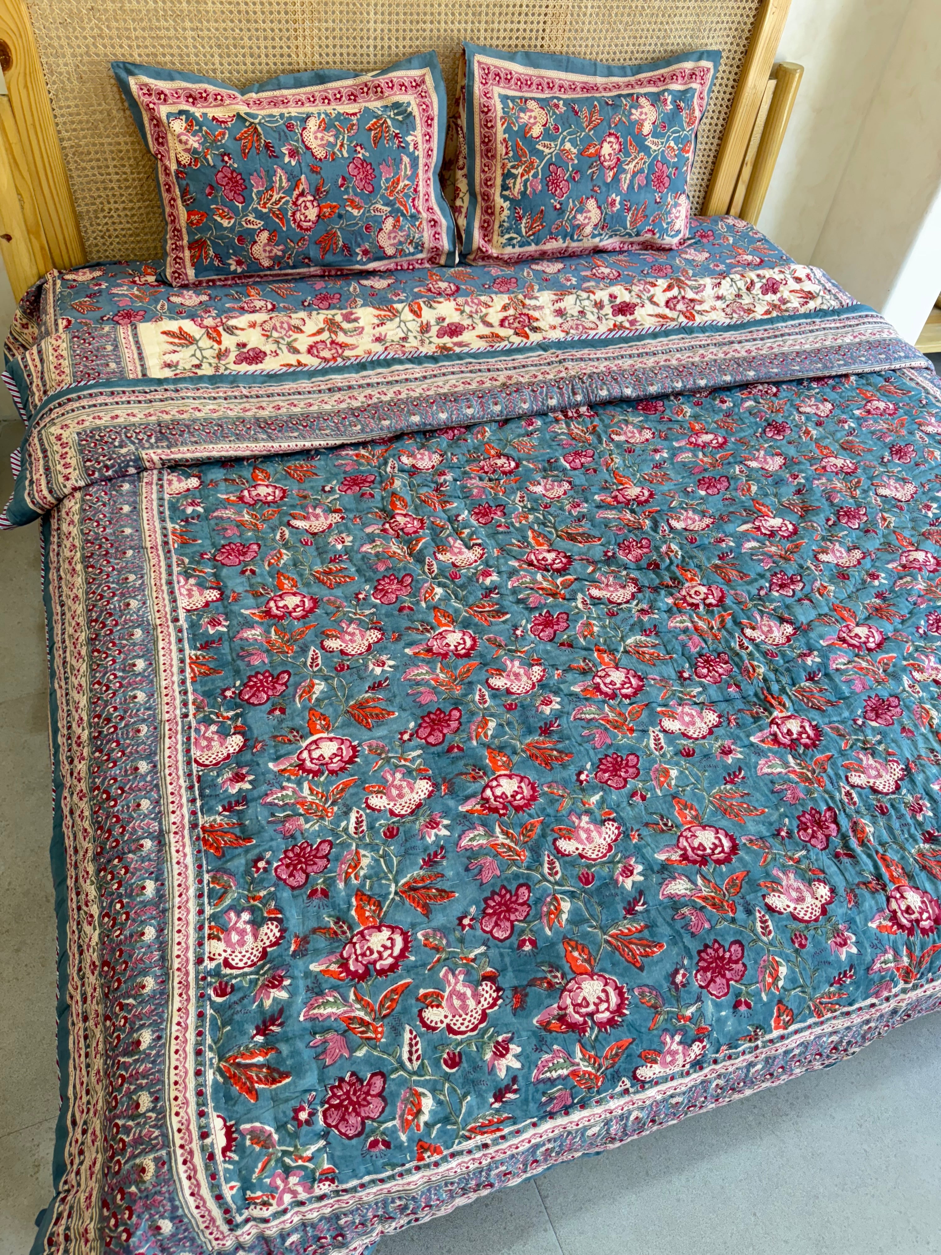 FESTIVE HAND BLOCK PRINTED BEDDING SET