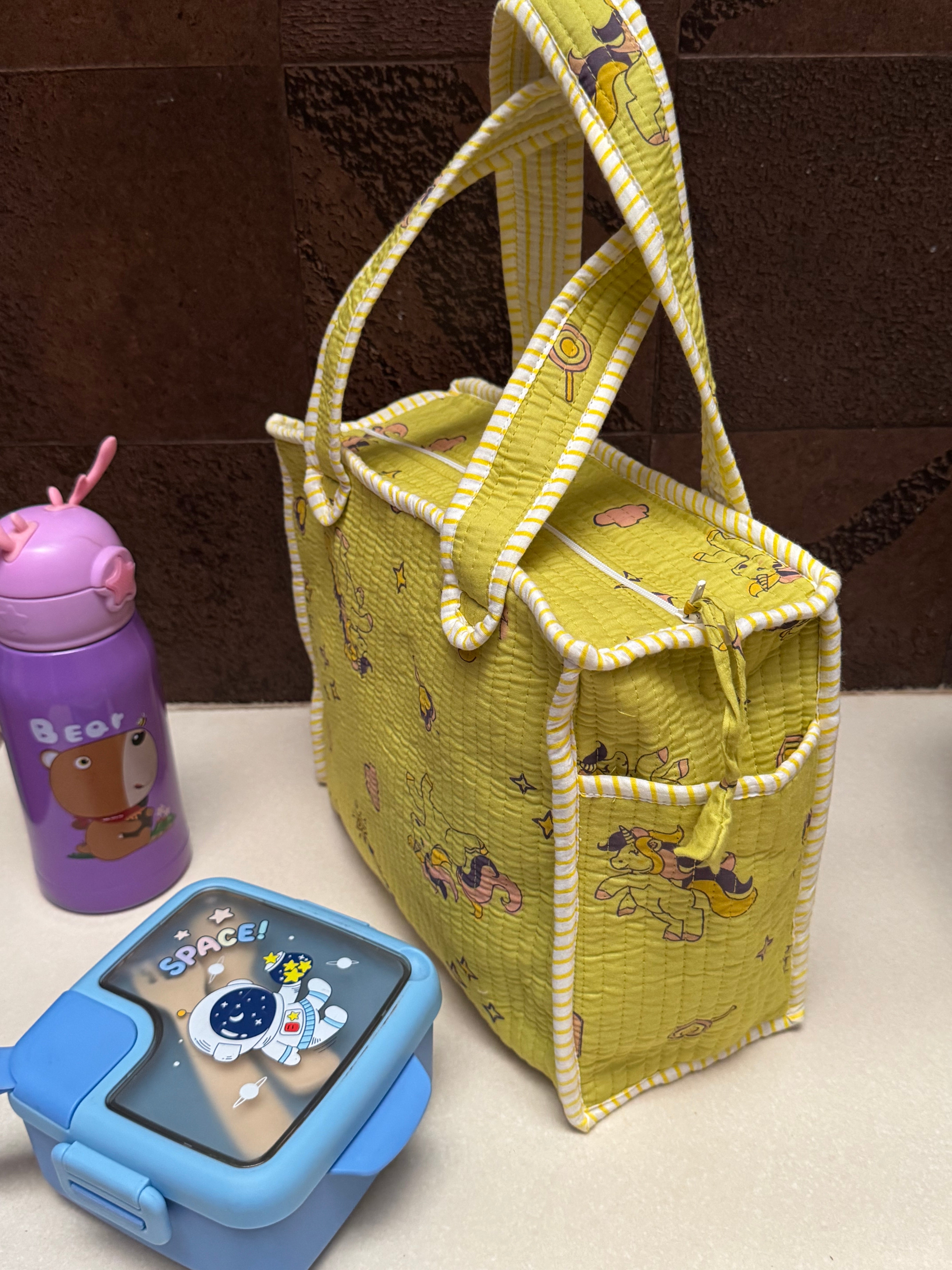 KIDS PRINT MINI TOTE BAG WITH ZIP