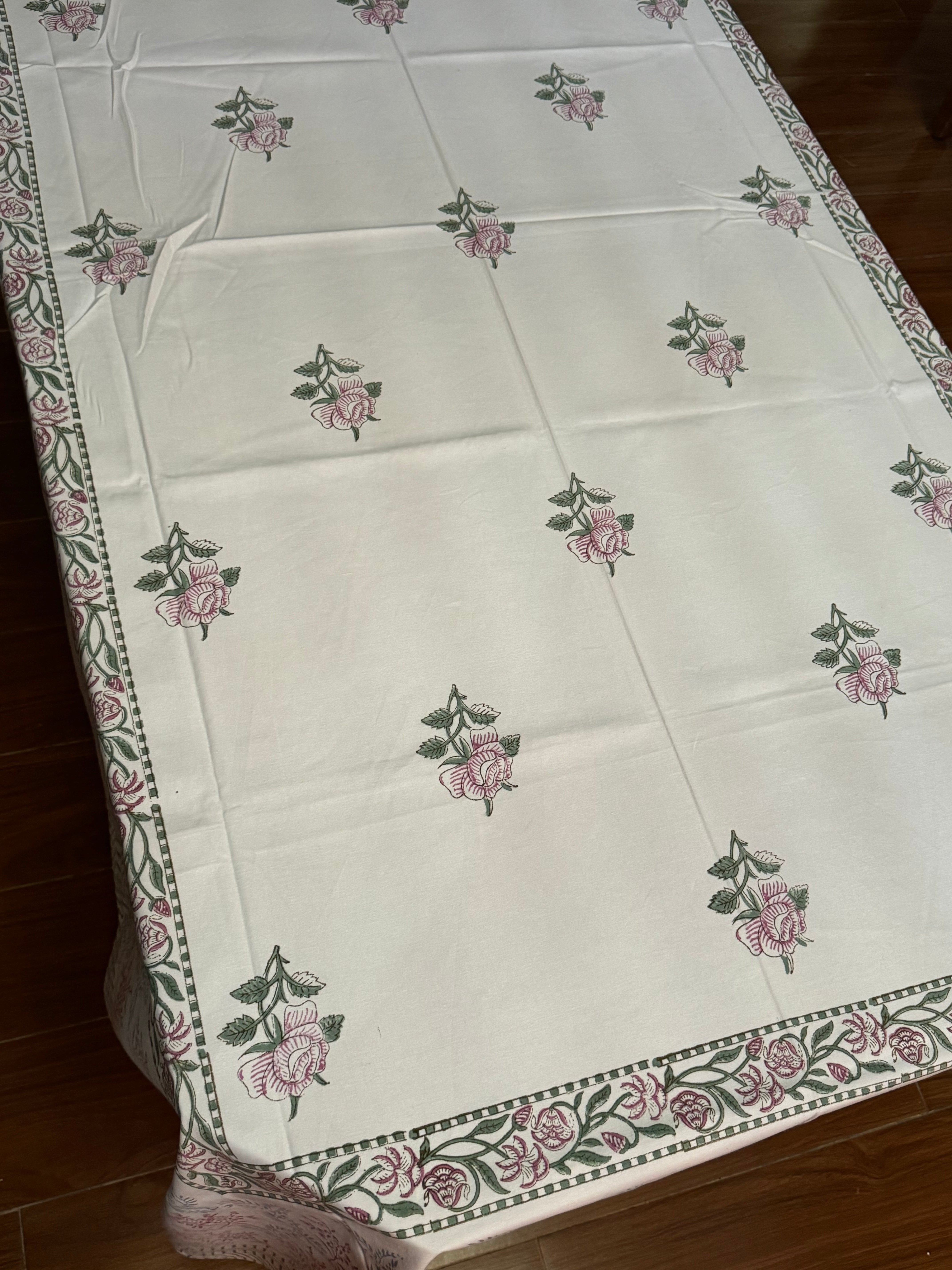 SIX SEATER HANDBLOCK PRINTED TABLECLOTH