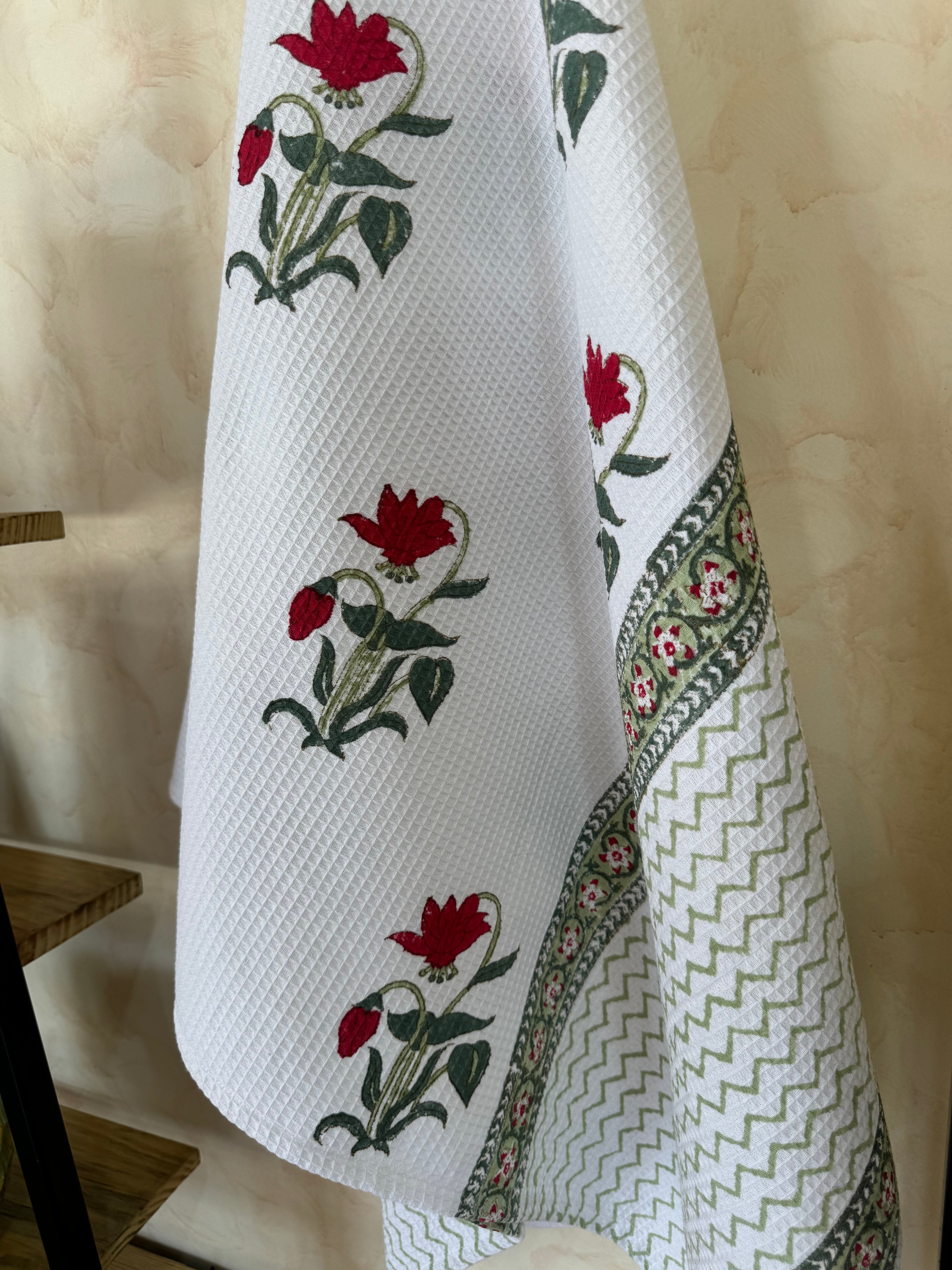 RED SCARLET HANDBLOCK PRINTED BODY / HAND TOWEL / NAPKIN