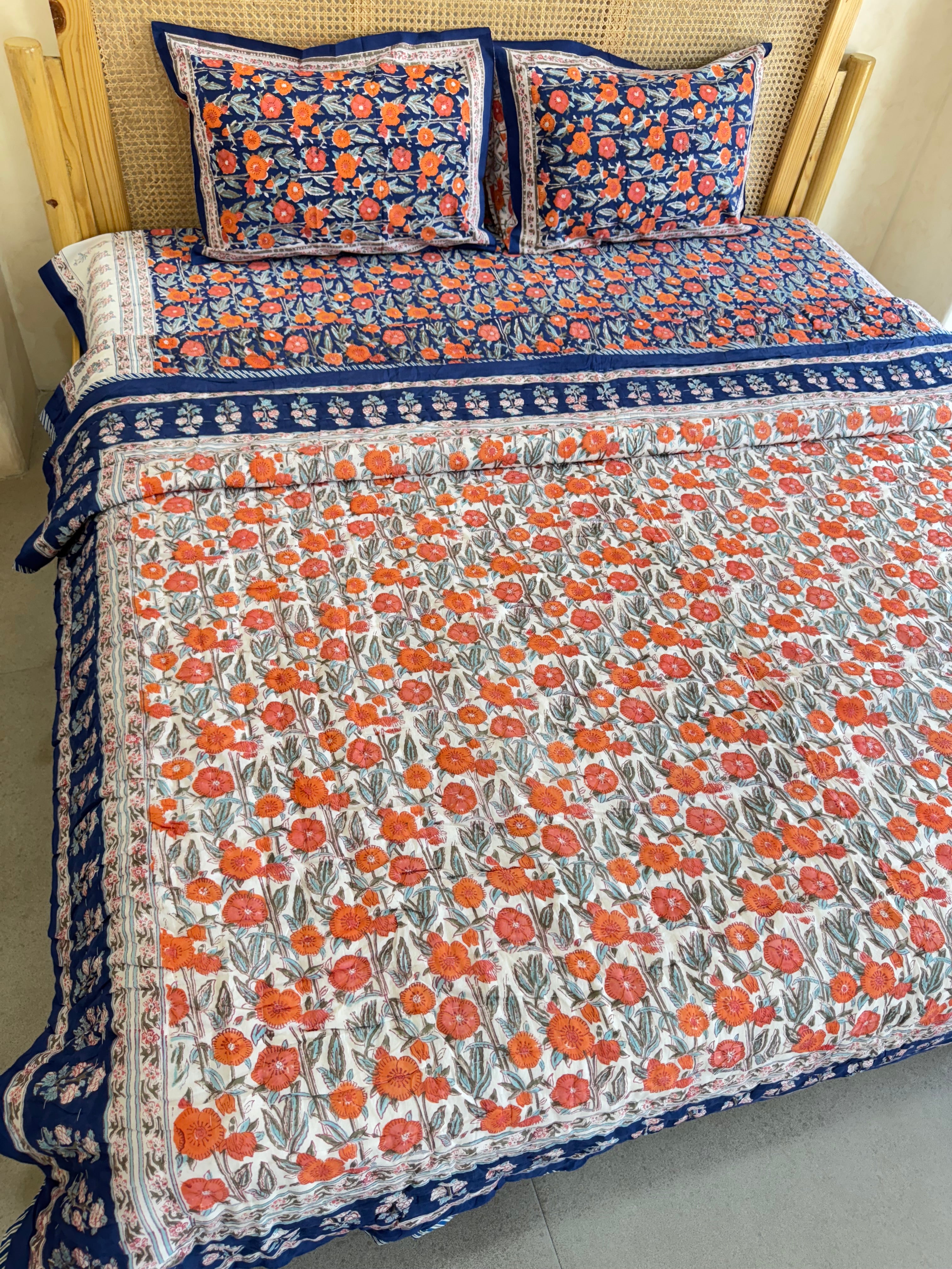 FESTIVE HAND BLOCK PRINTED BEDDING SET