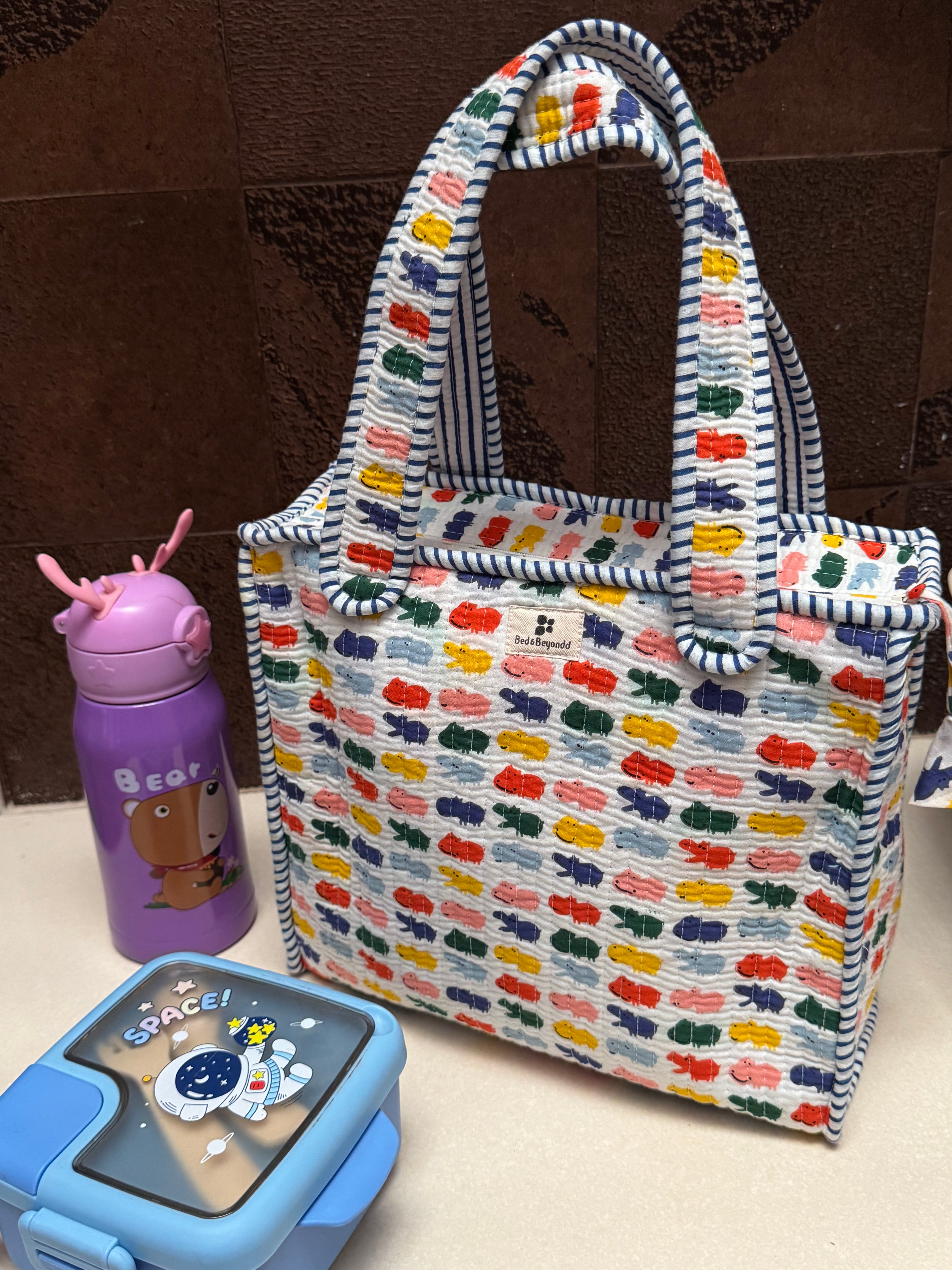 KIDS PRINT MINI TOTE BAG WITH ZIP