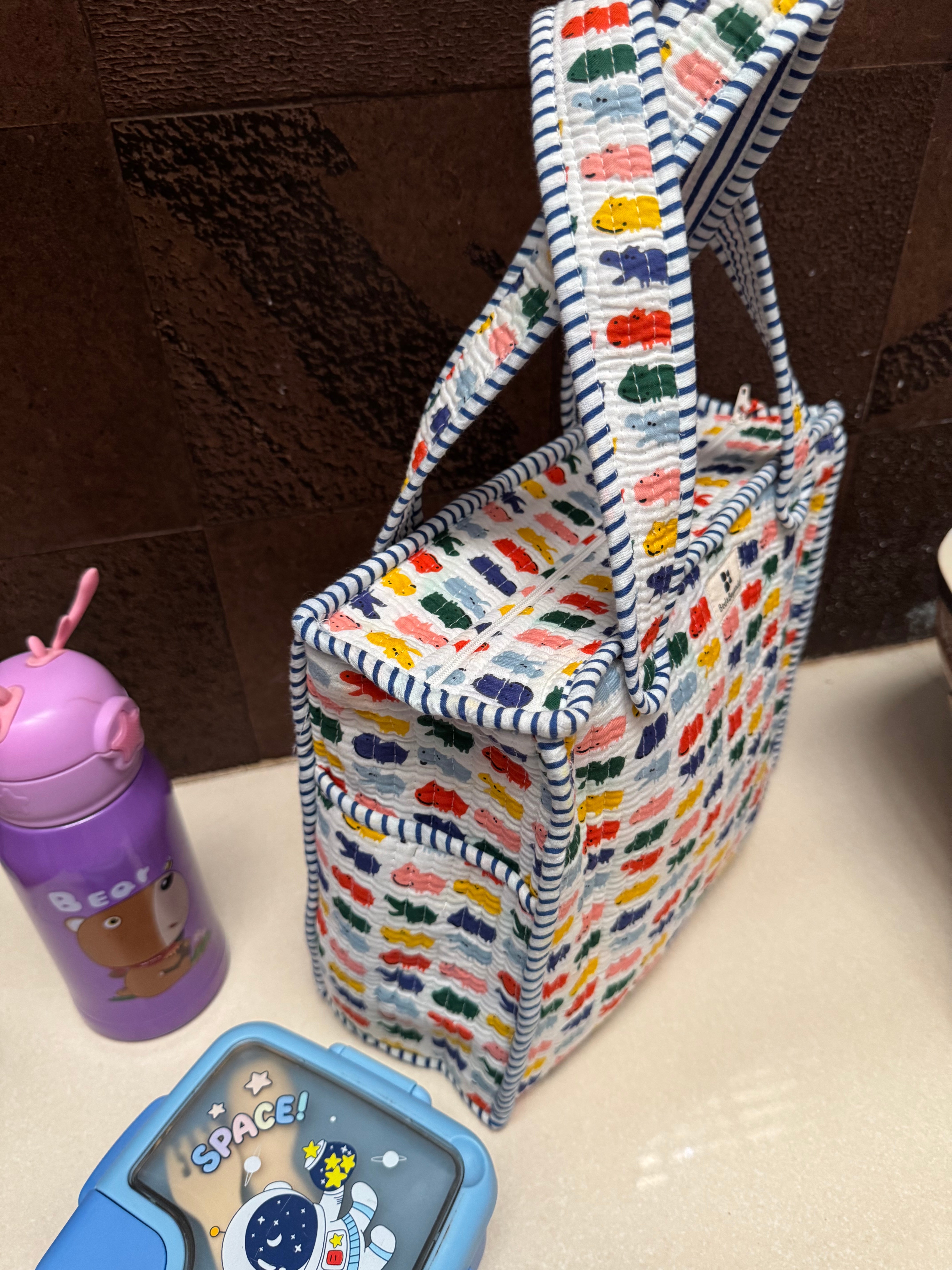 KIDS PRINT MINI TOTE BAG WITH ZIP
