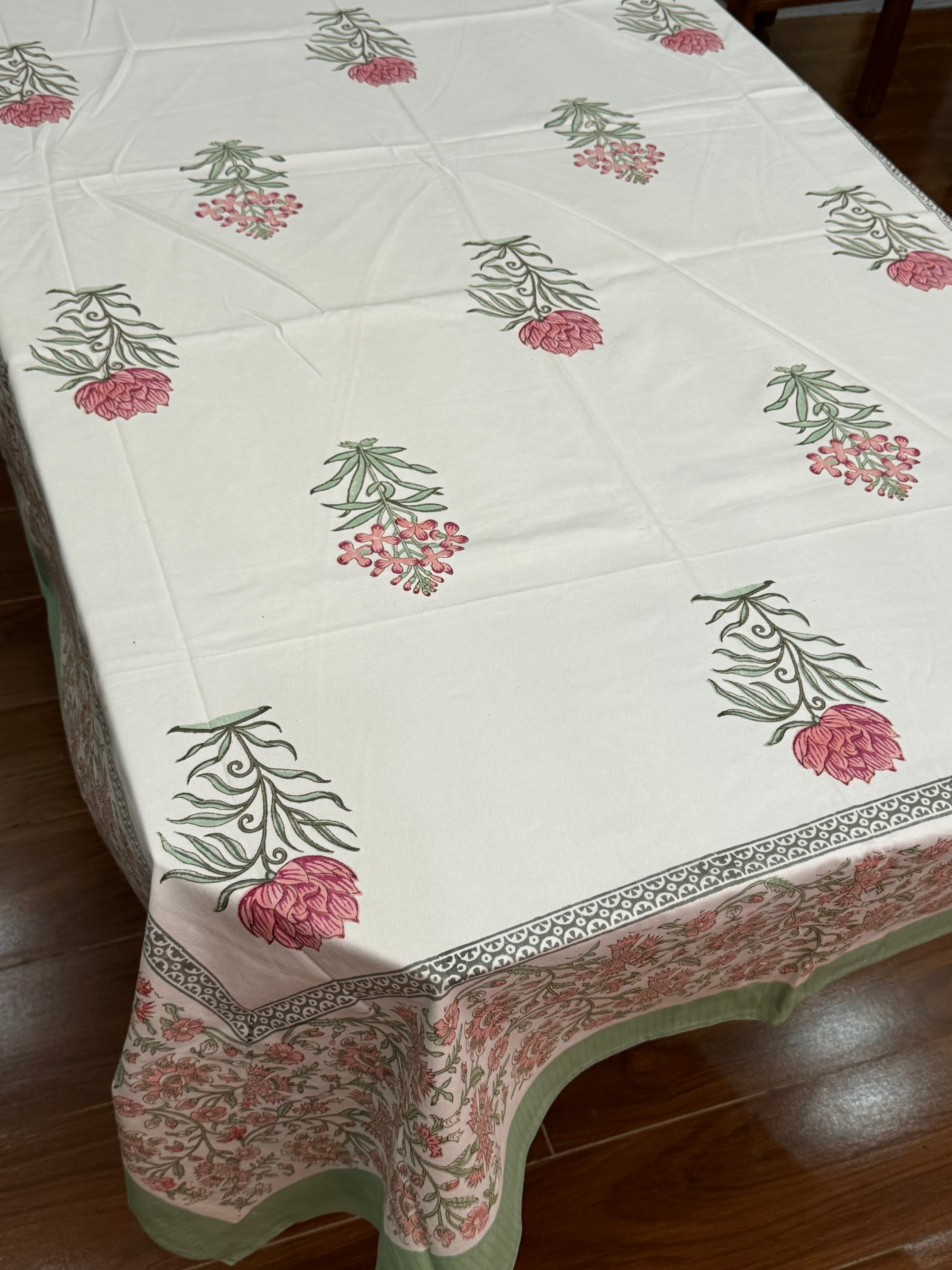 SIX SEATER HANDBLOCK PRINTED TABLECLOTH