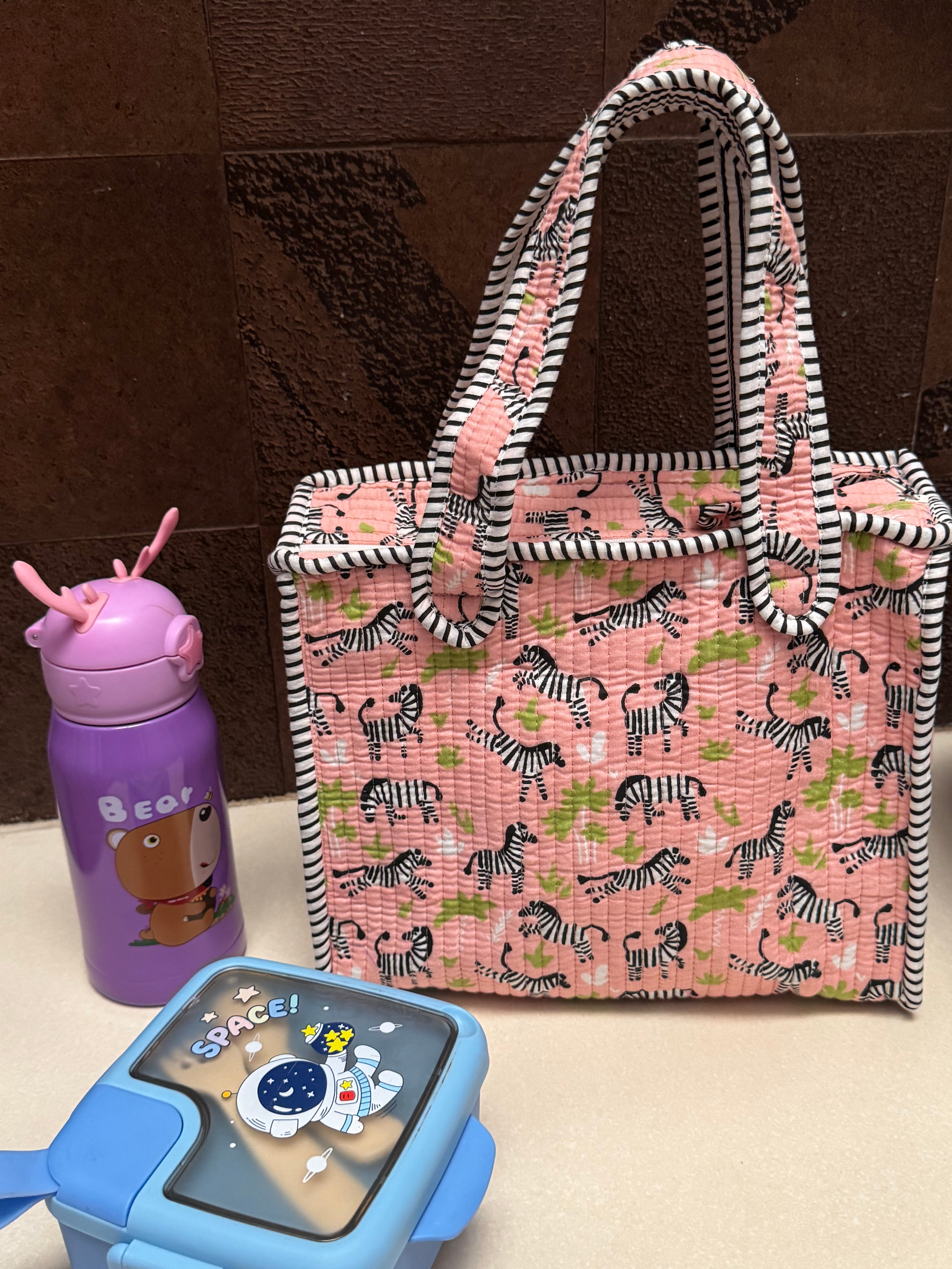 KIDS PRINT MINI TOTE BAG WITH ZIP