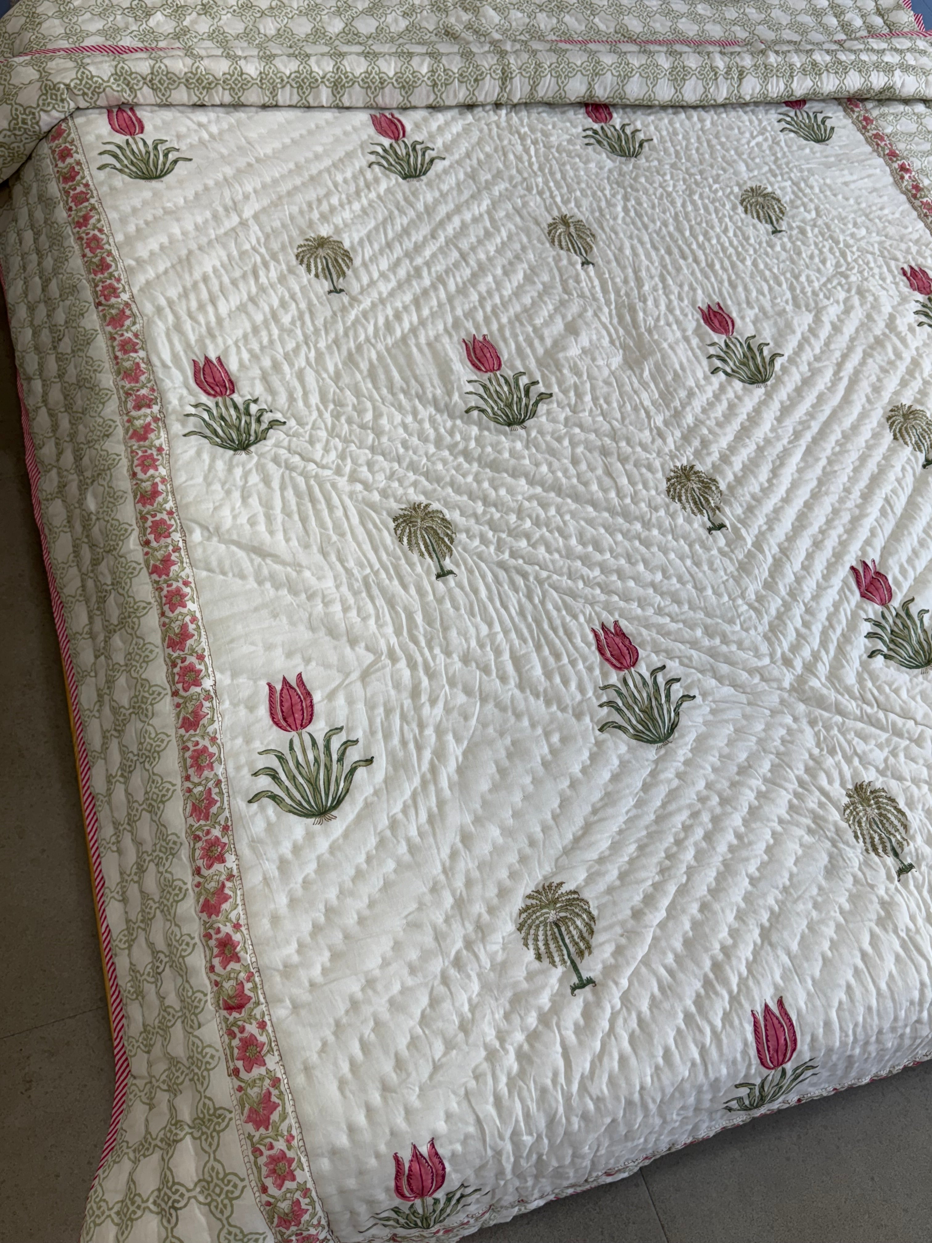 HANDBLOCK PRINTED SINGLE QUILT