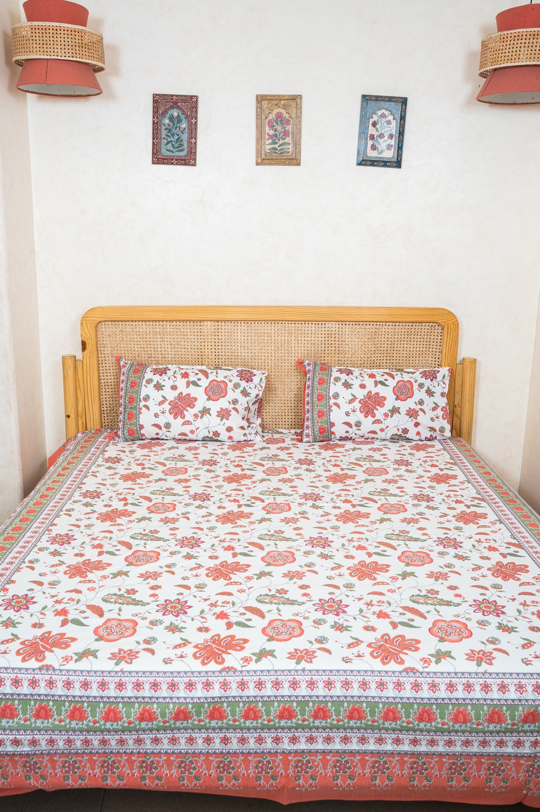 SHALIMAR BEDSHEET WITH TWO REVERSIBLE PILLOW COVERS