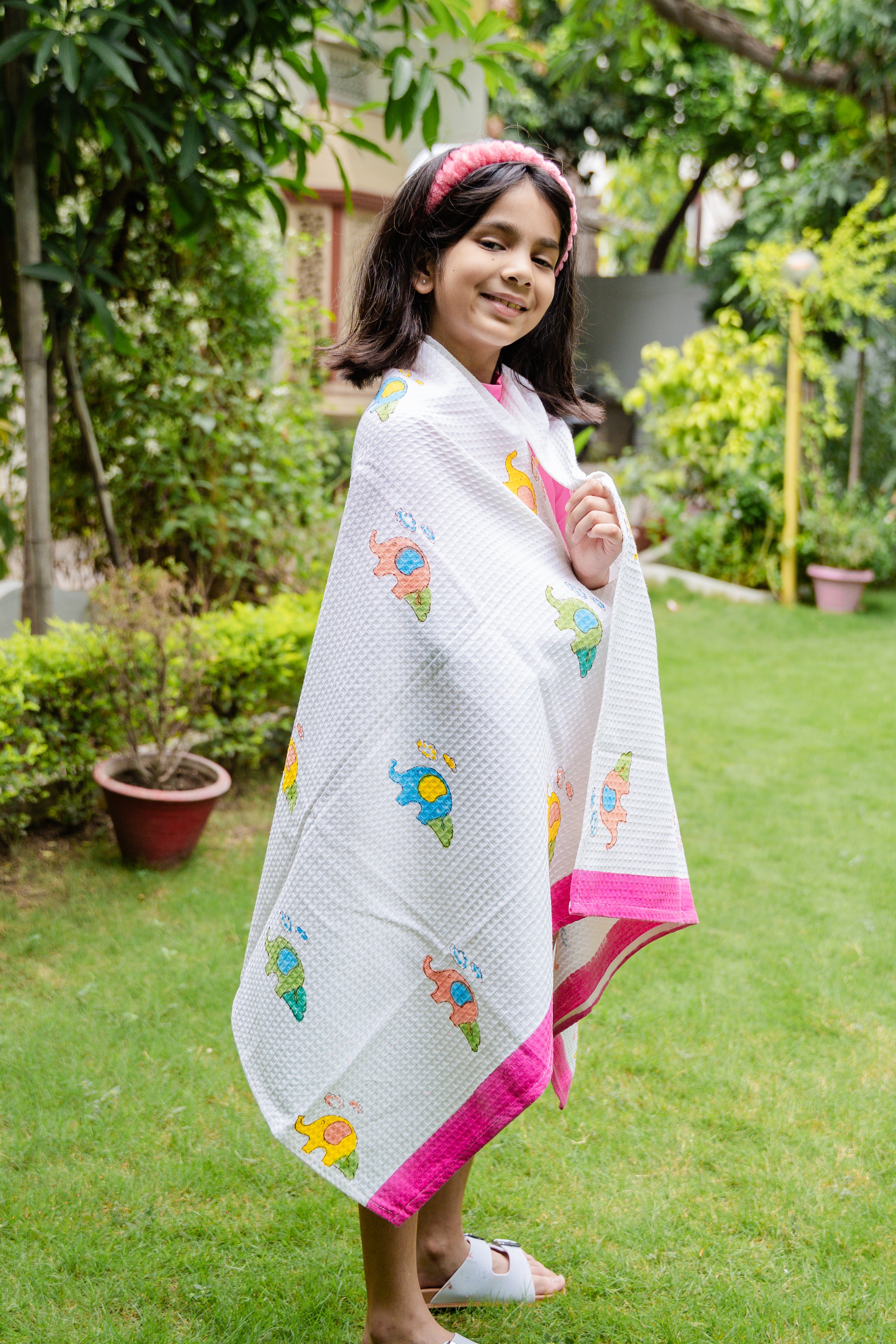 HAND BLOCK PRINTED KIDS BATH TOWEL