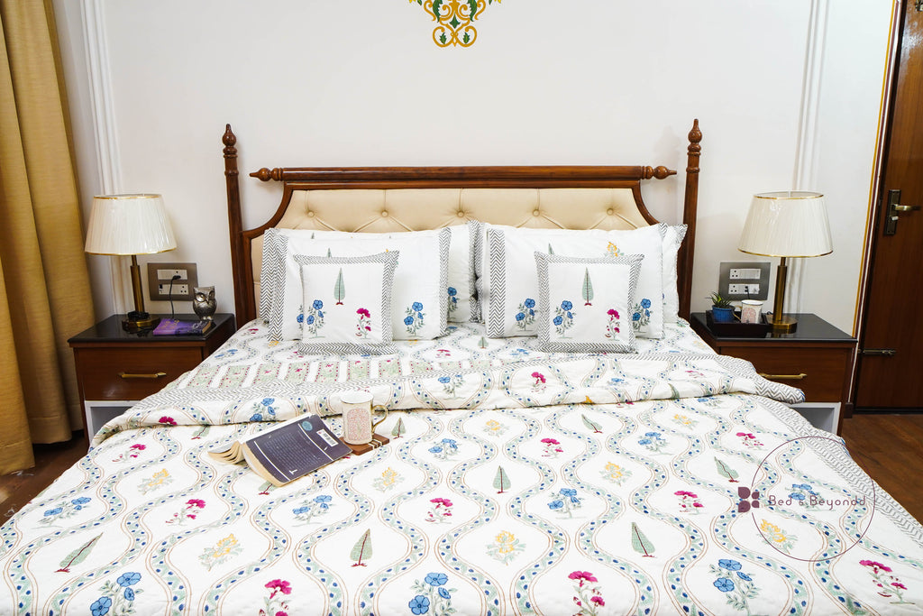 MALIKA HANDBLOCK PRINTED REVERSIBLE MULMUL QUILT