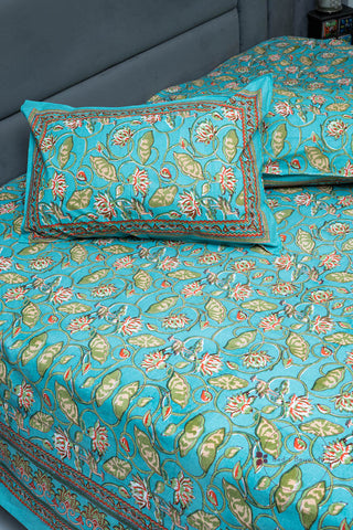 LOTUS BEDSHEET WITH TWO REVERSIBLE PILLOW COVERS