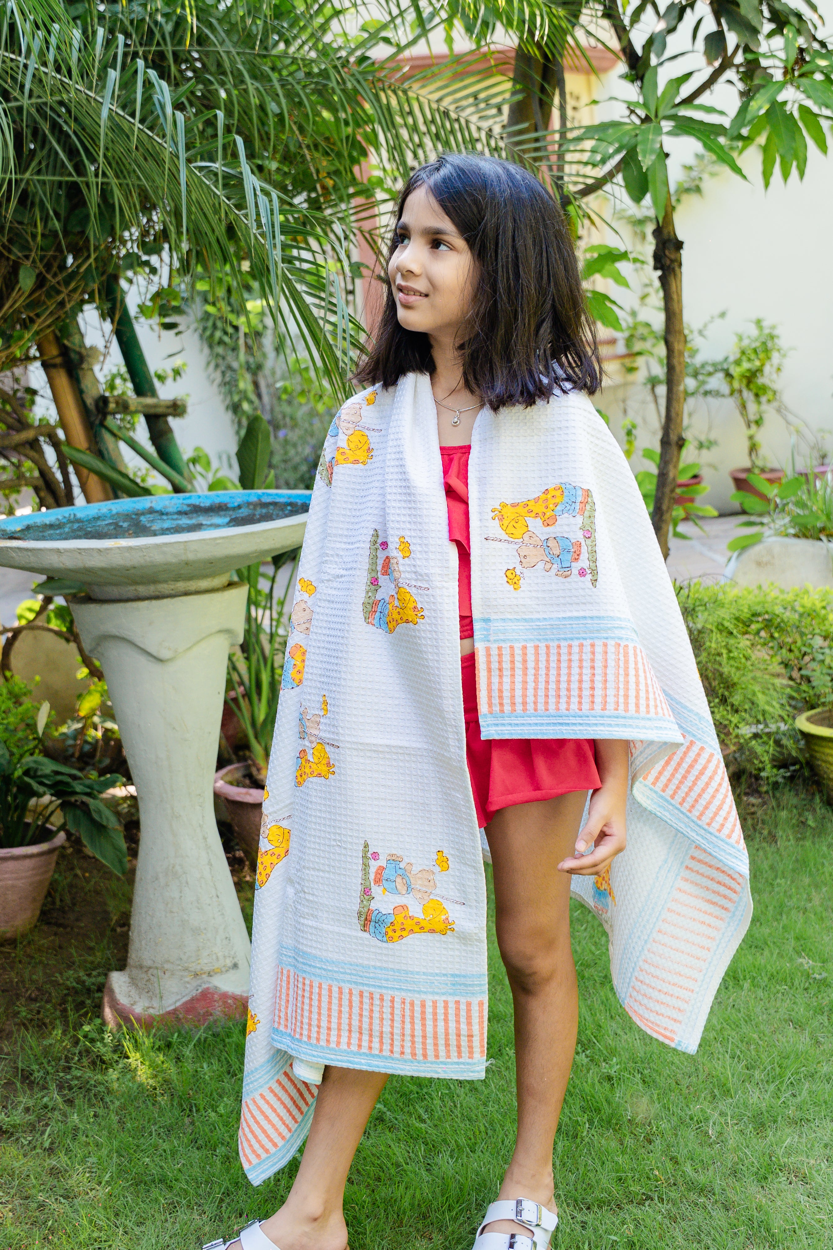 HAND BLOCK PRINTED KIDS BATH TOWEL