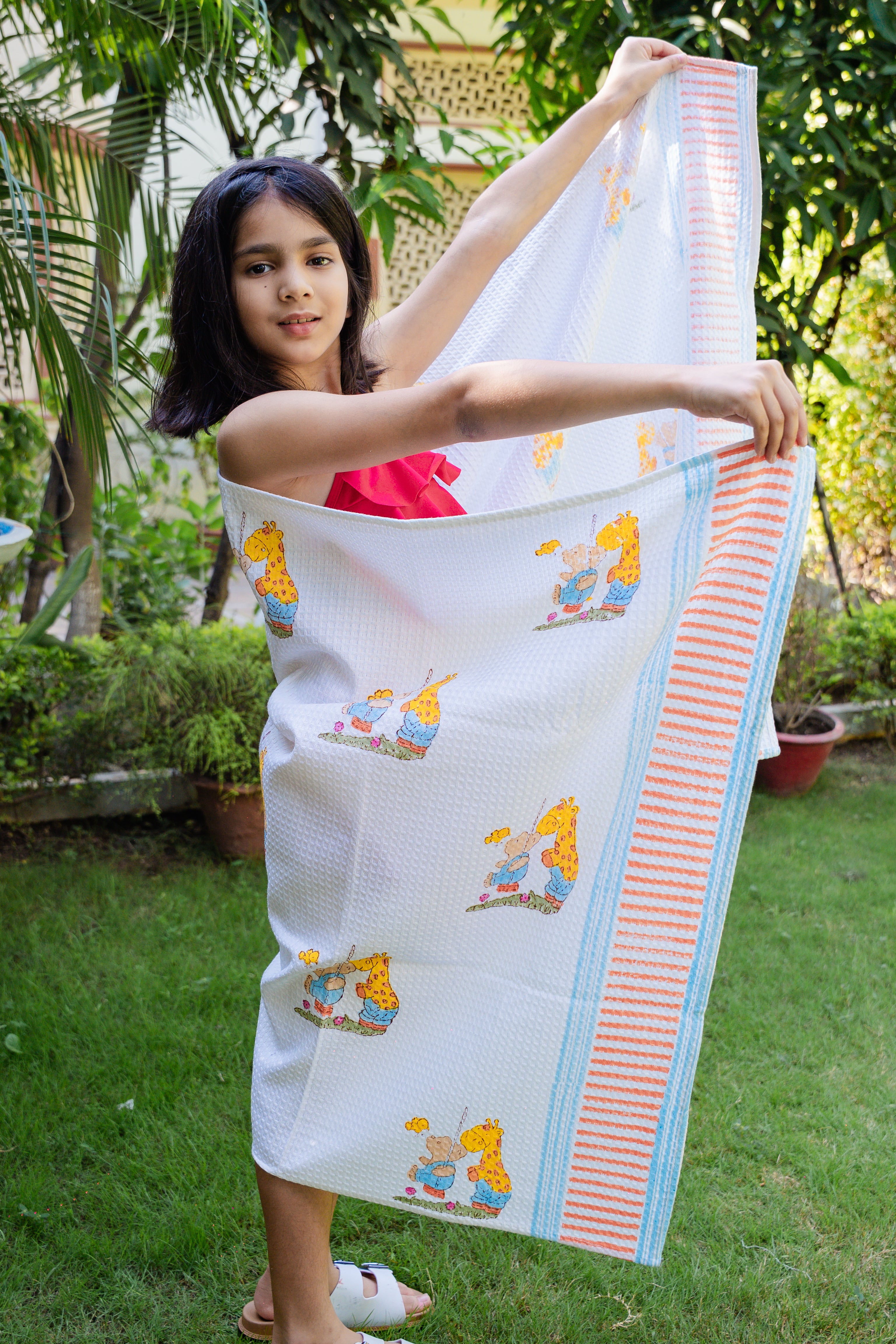 HAND BLOCK PRINTED KIDS BATH TOWEL
