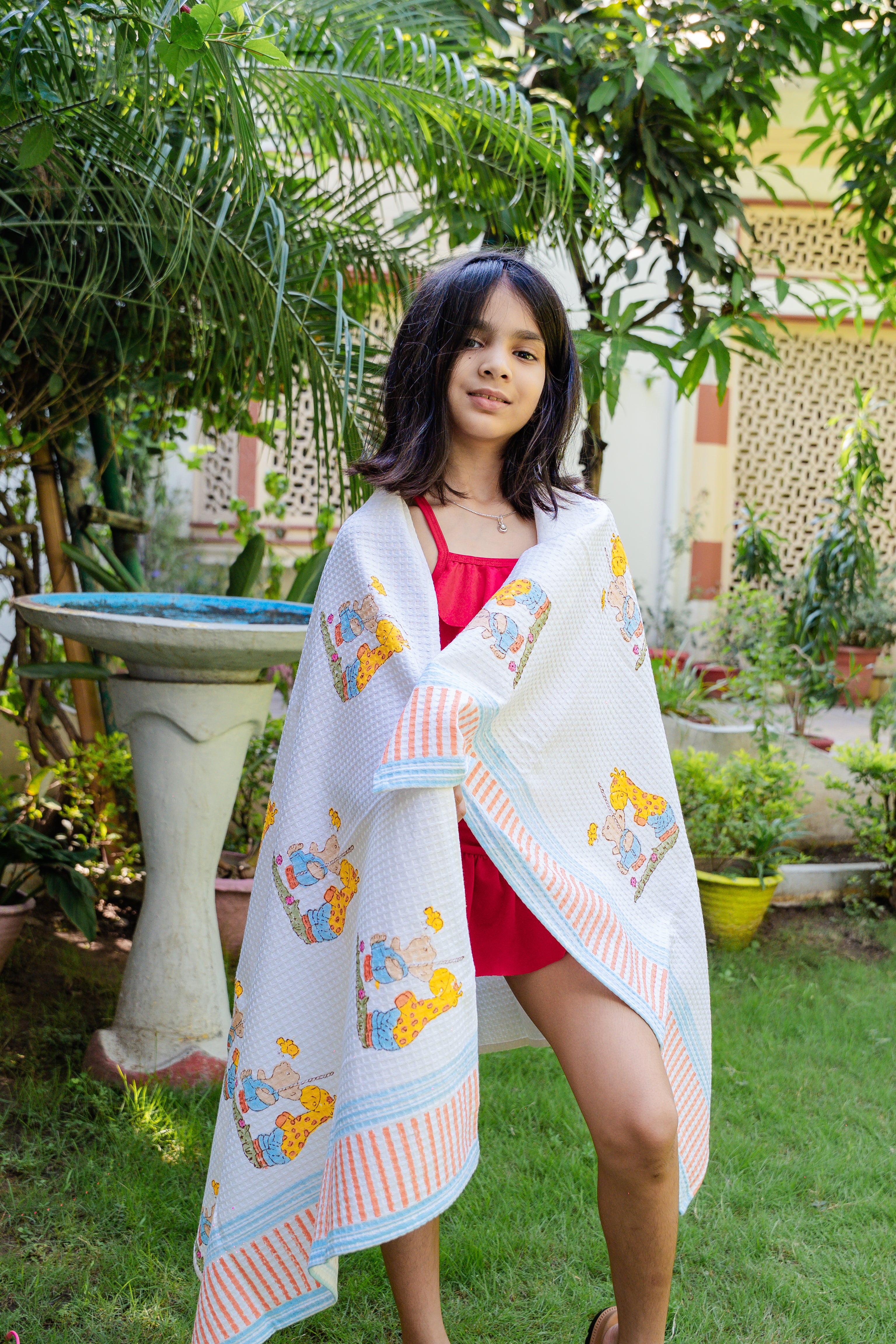 HAND BLOCK PRINTED KIDS BATH TOWEL