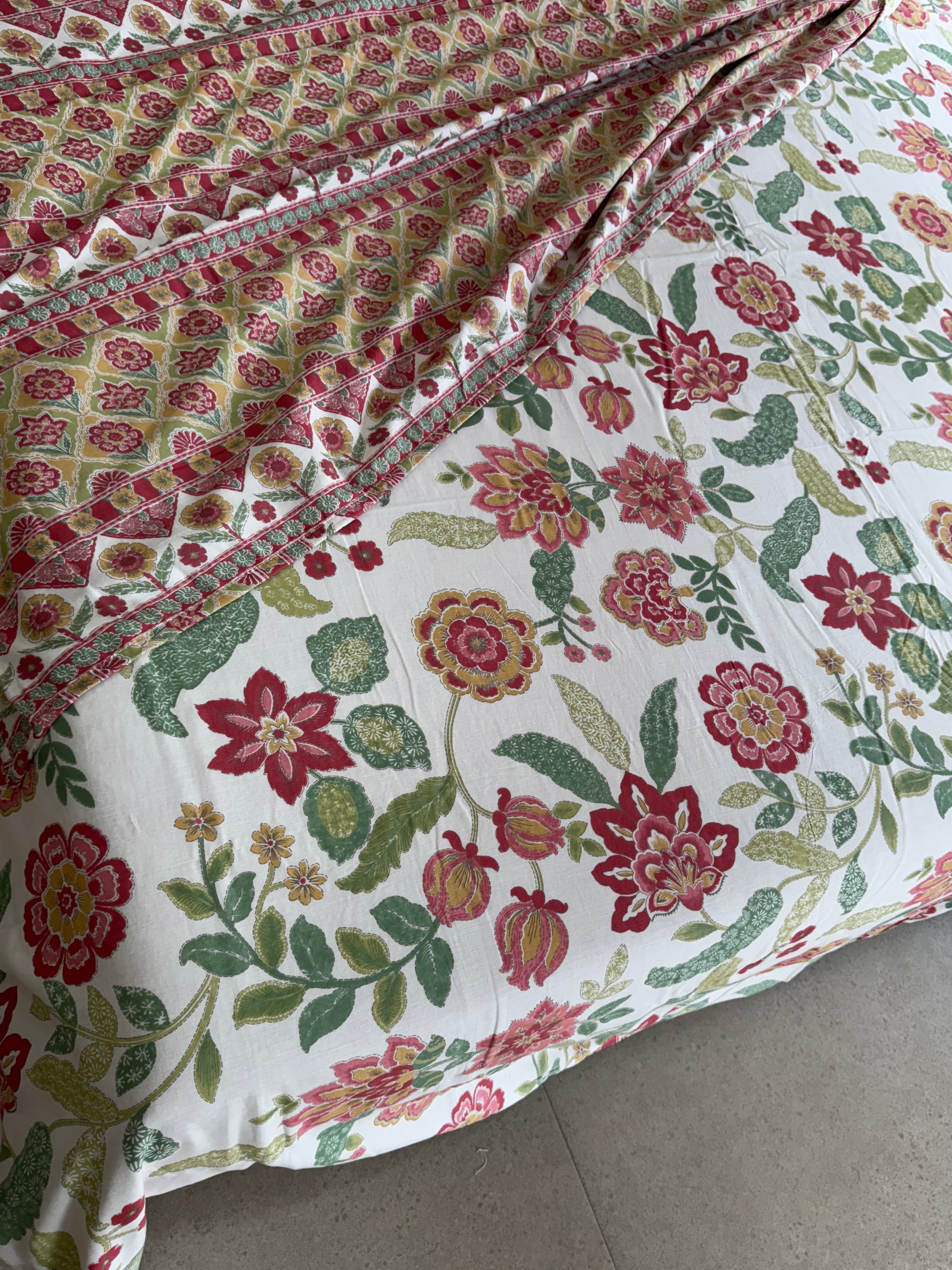 FLORAL SHALIMAR REVERSIBLE MULMUL DOHAR
