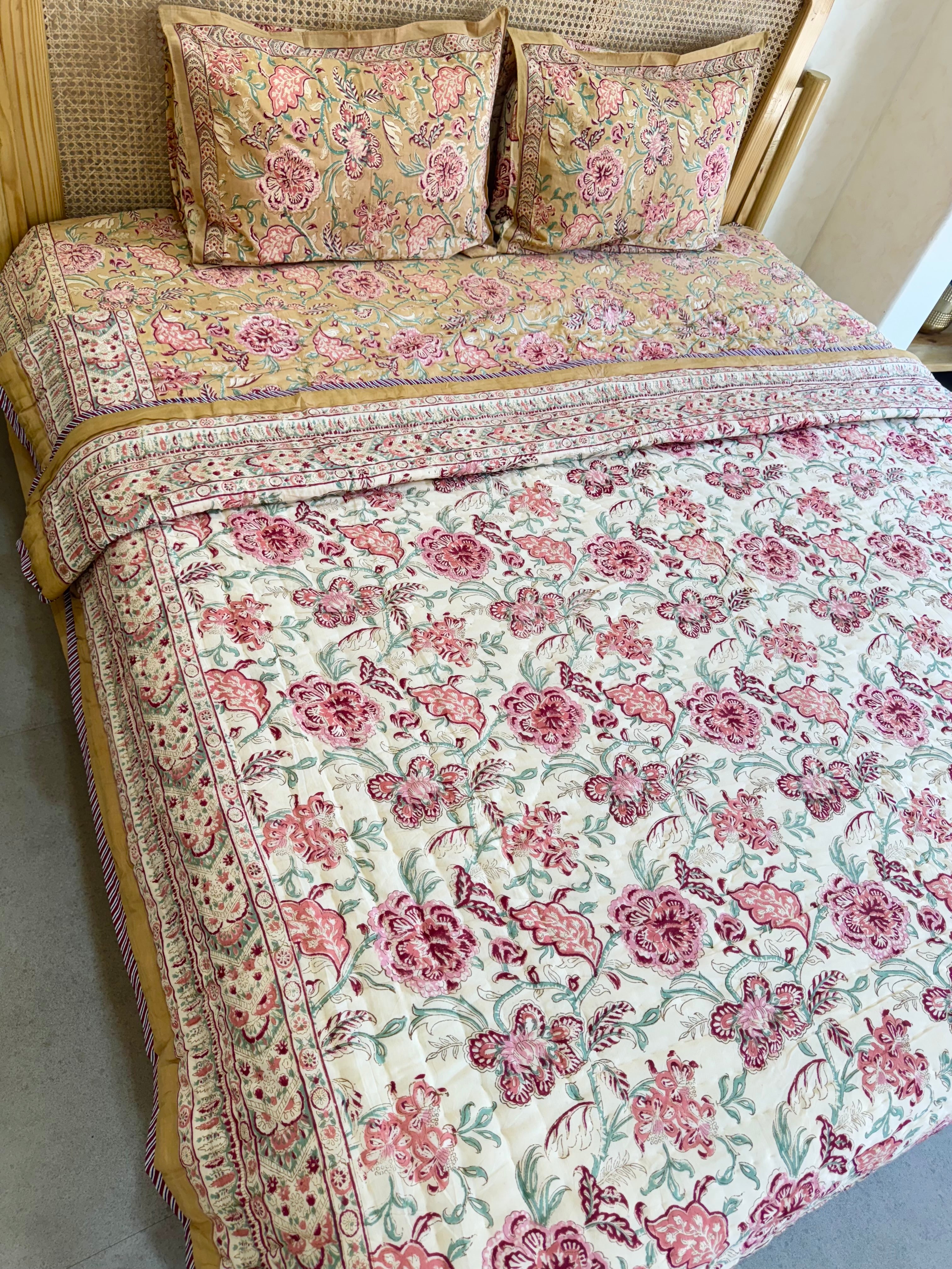 FESTIVE HAND BLOCK PRINTED BEDDING SET