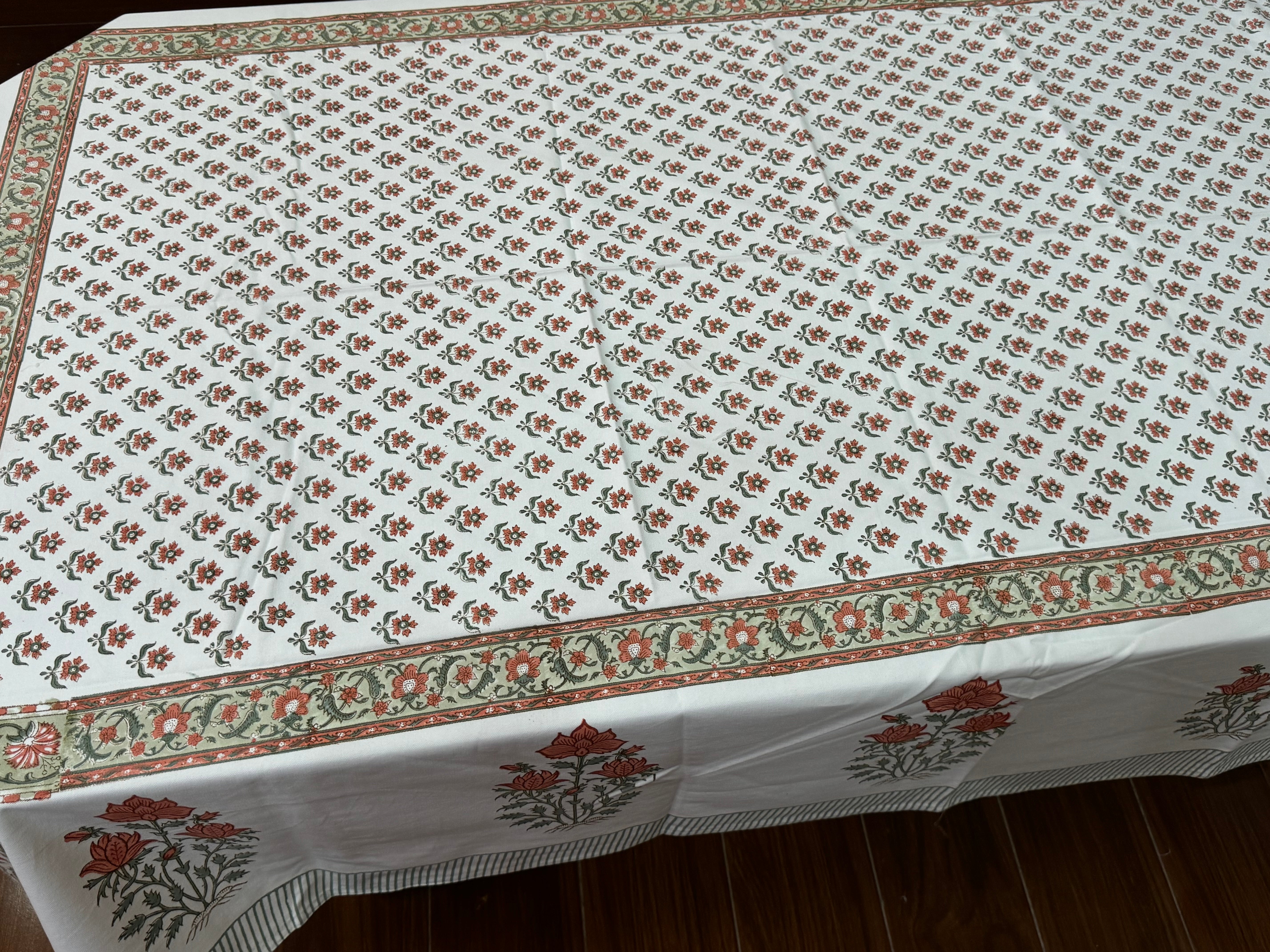 SIX SEATER HANDBLOCK PRINTED TABLECLOTH