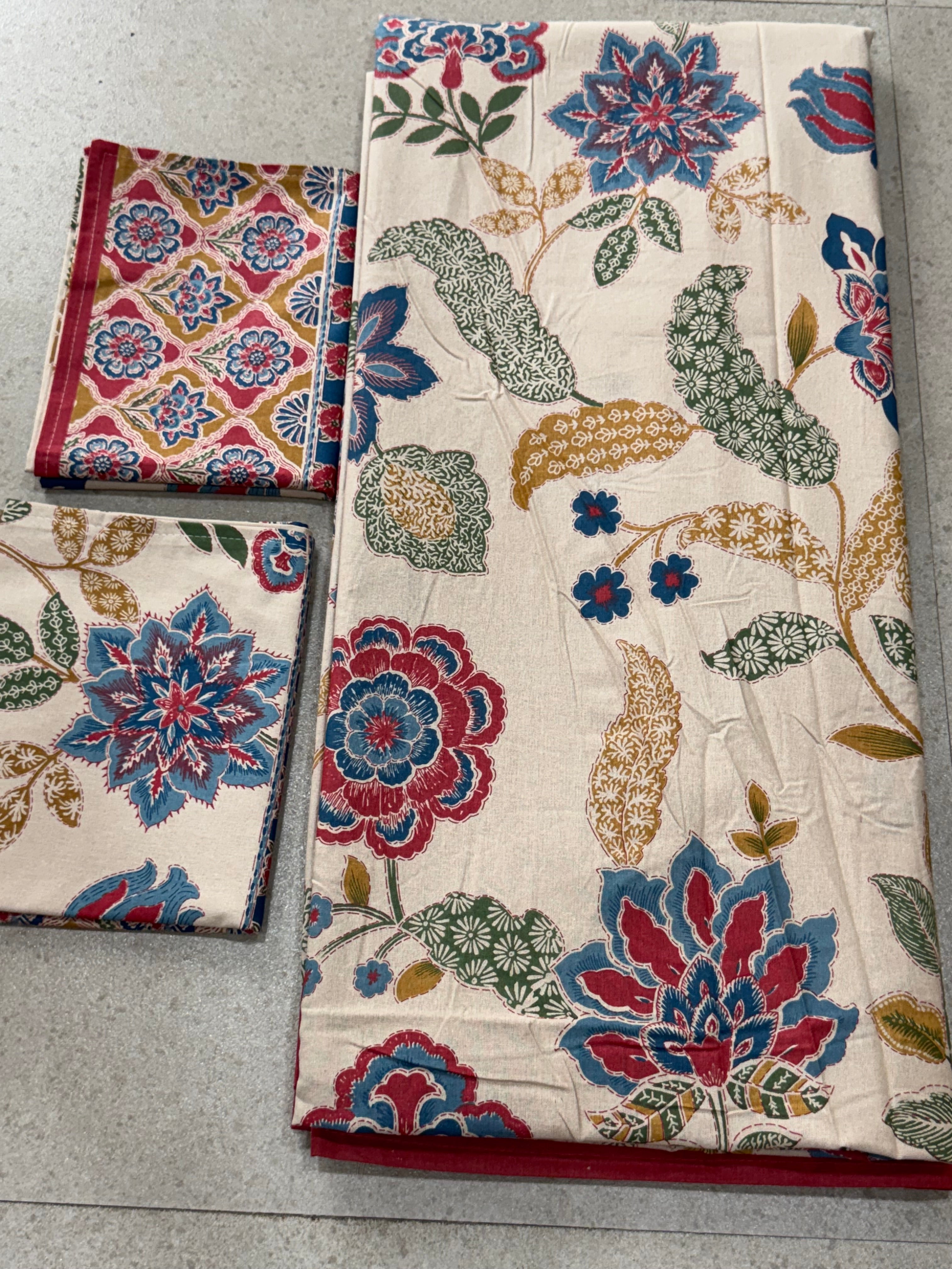 SUPER KING SHALIMAR BEDSHEET WITH TWO REVERSIBLE PILLOW COVERS