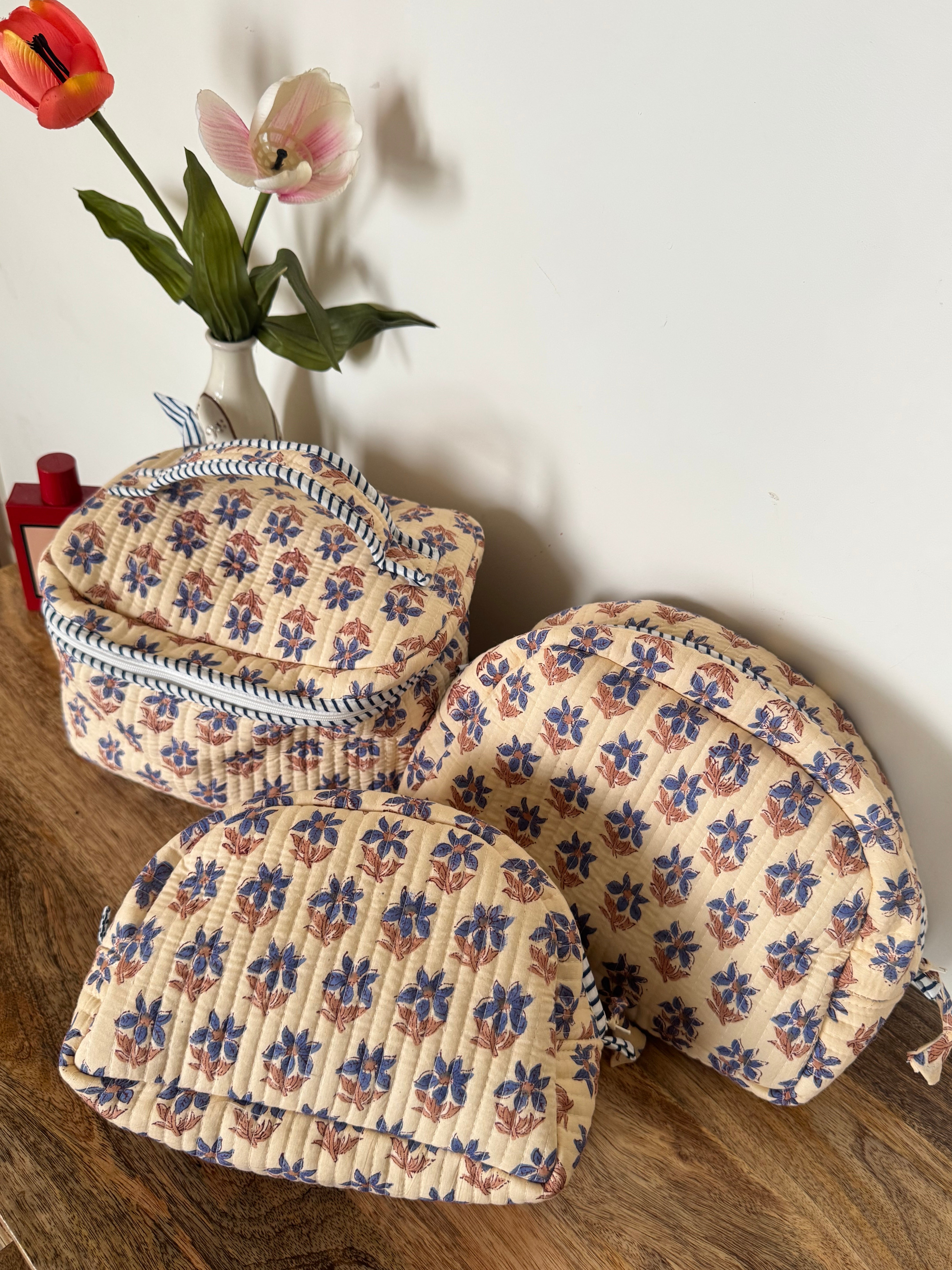 SET OF THREE BAGS- VANITY BAG AND TWO TOILERTY BAGS