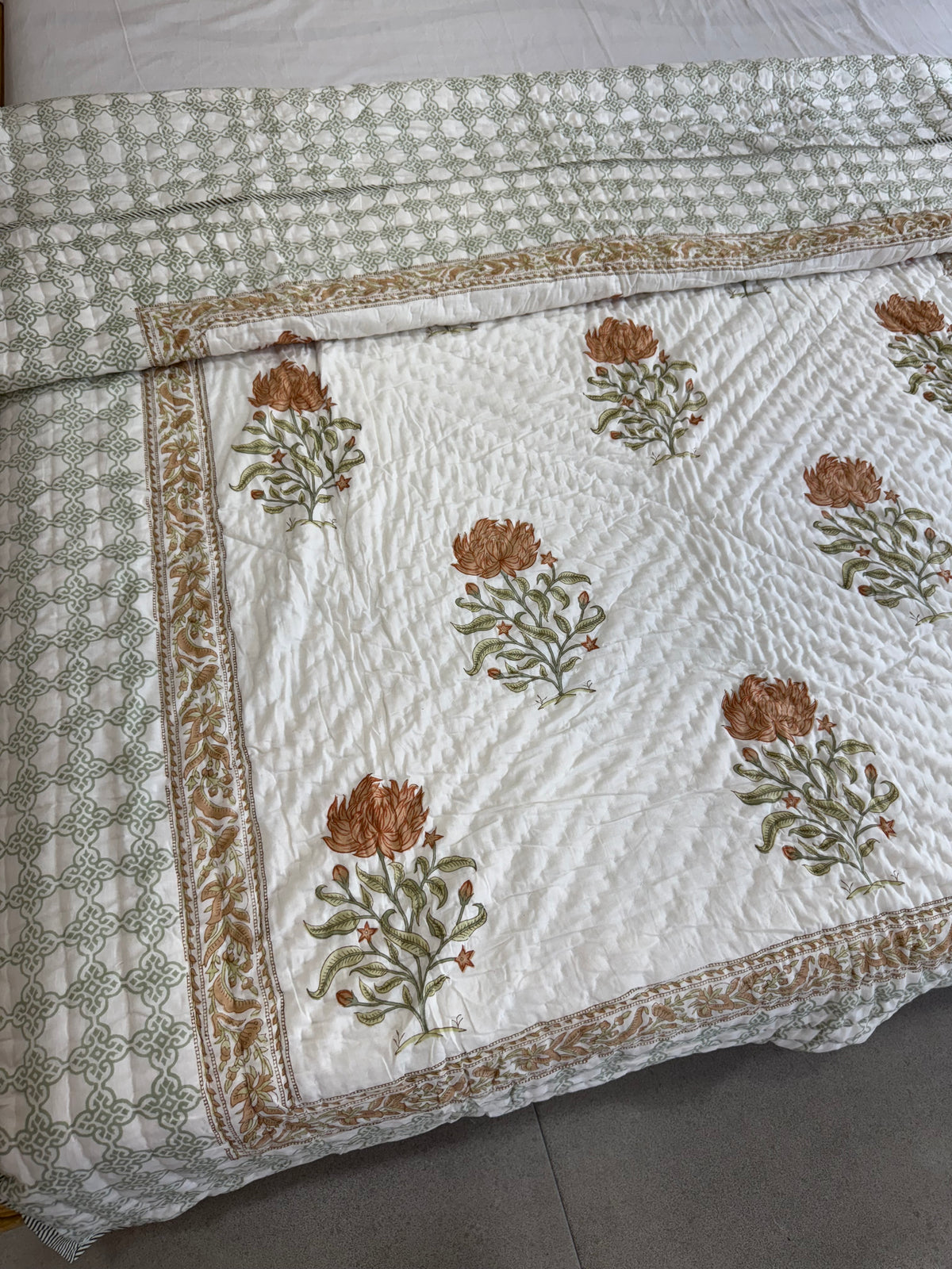 HANDBLOCK PRINTED SINGLE QUILT
