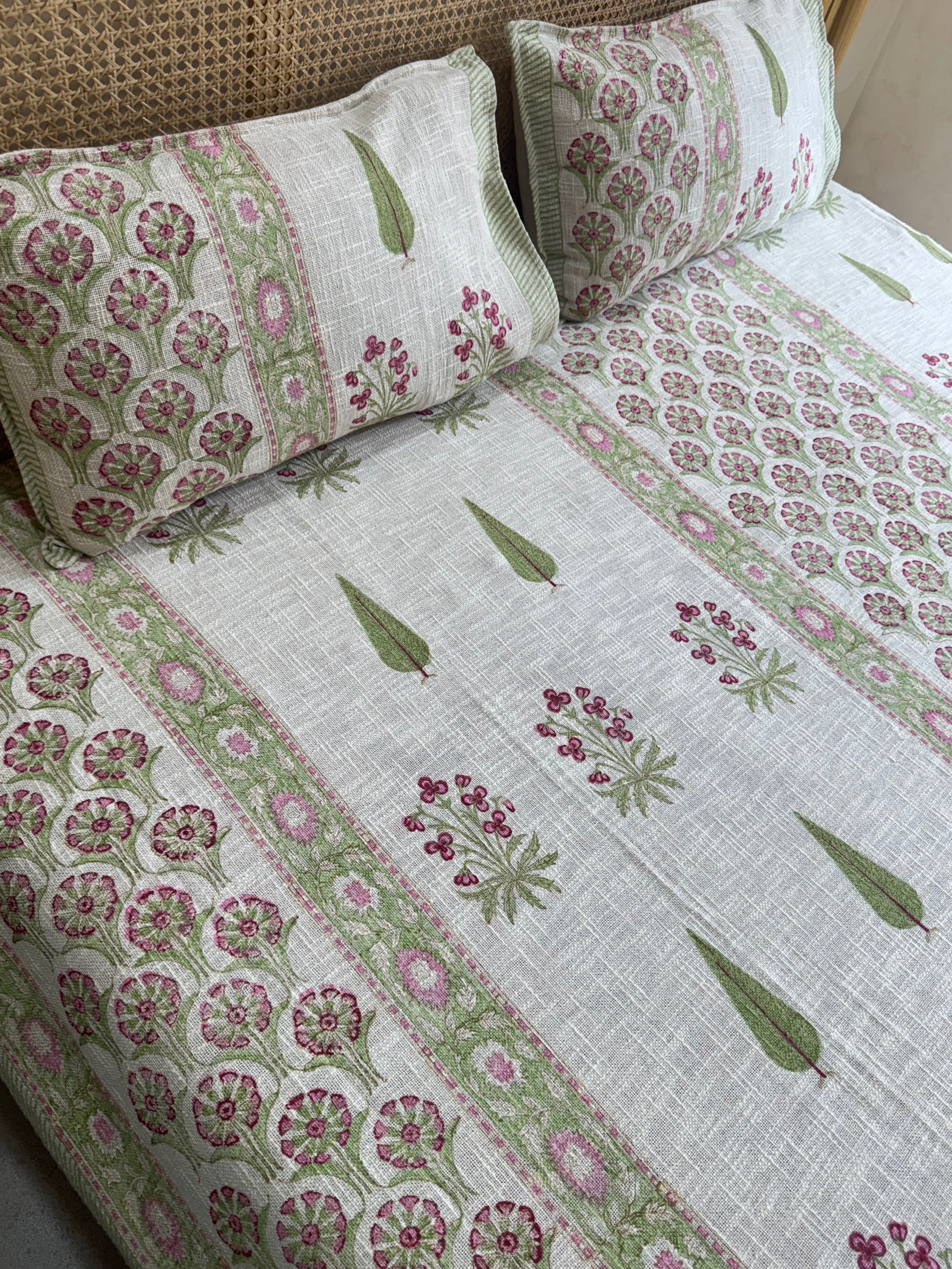 HAND BLOCK PRINTED JUTE BEDCOVER - 108 by 108 INCHES