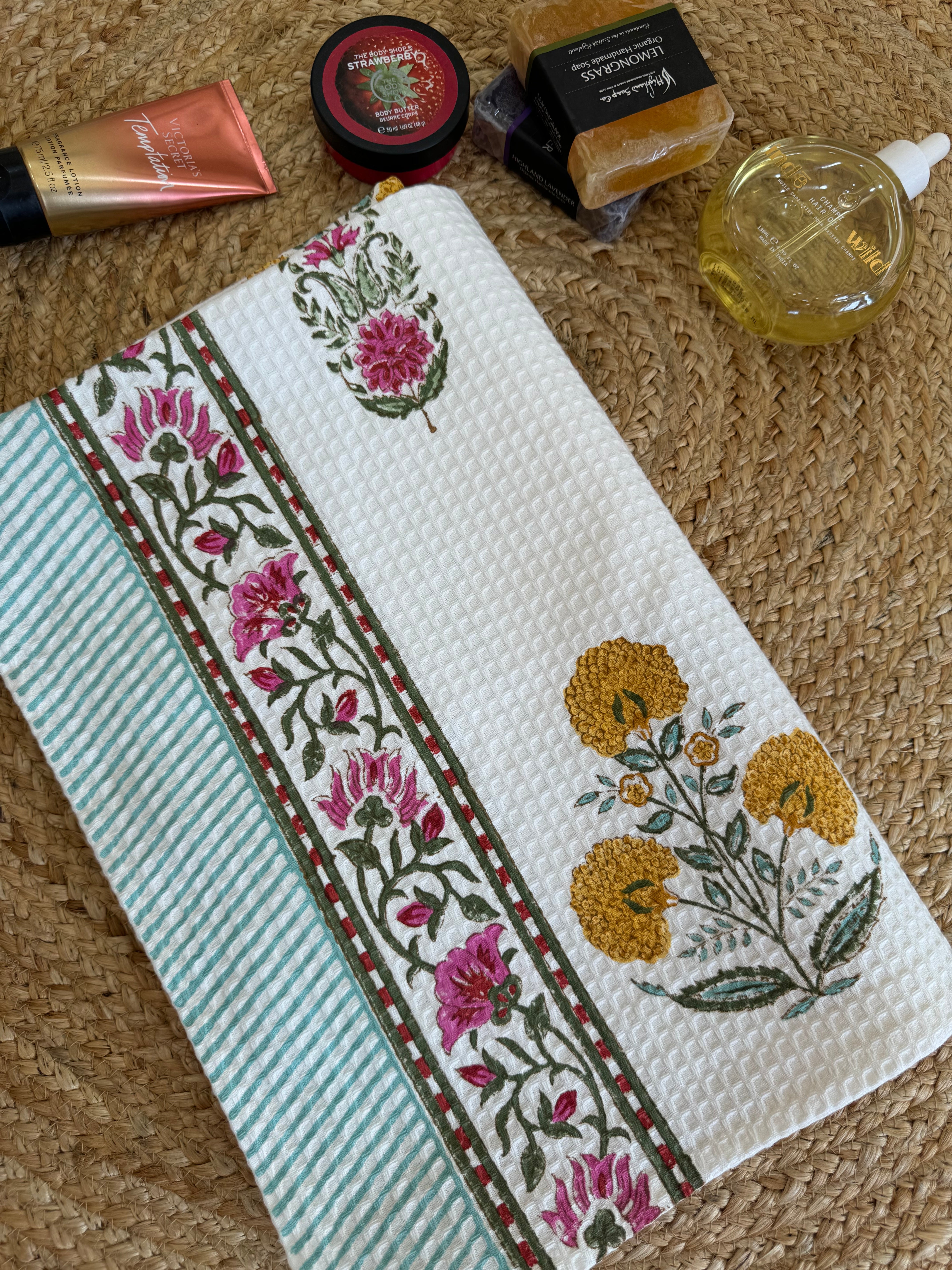 MARIGOLD HANDBLOCK PRINTED BODY / HAND TOWEL / NAPKIN