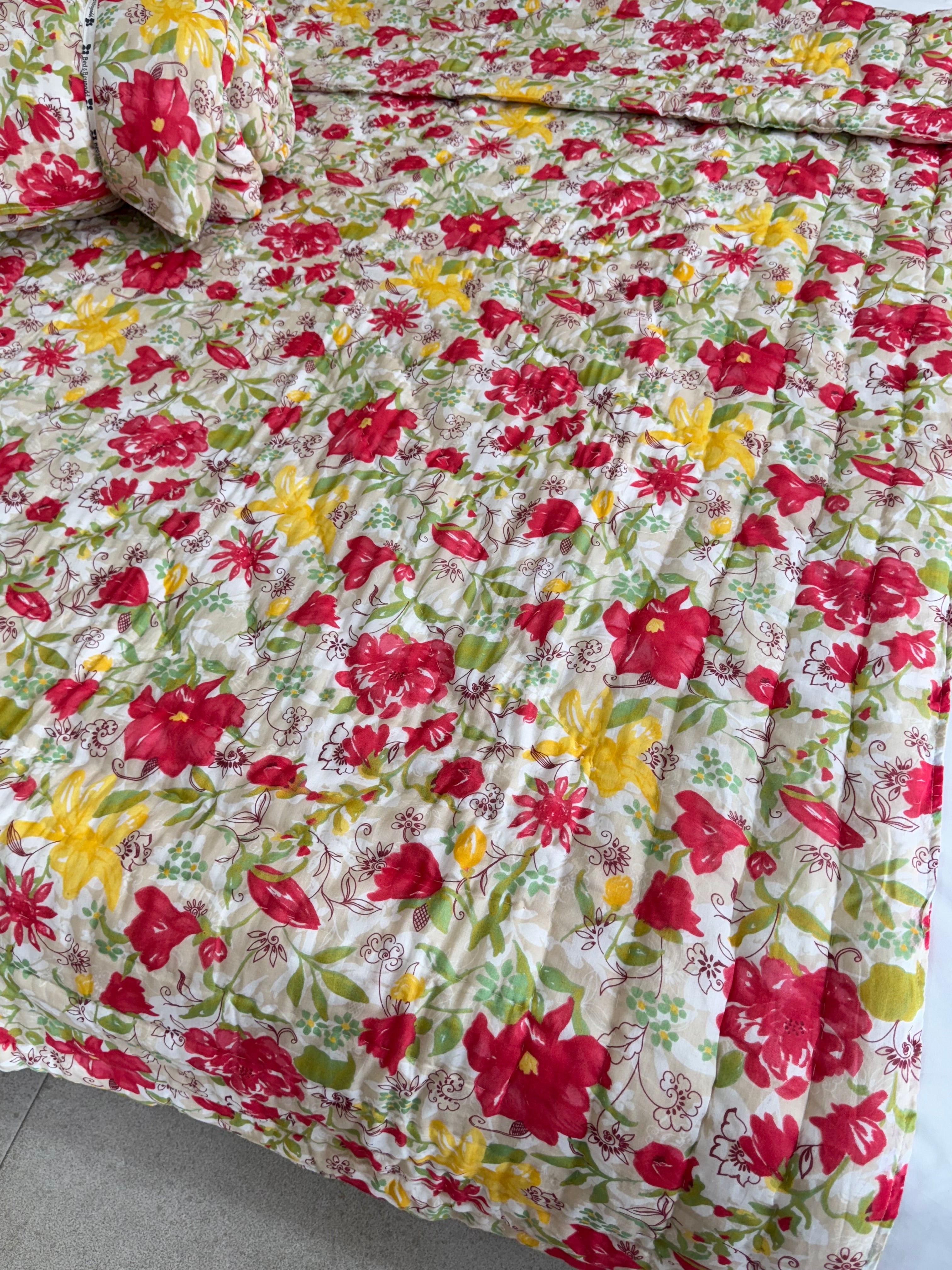 FLORAL SYMPHONY SINGLE BED QUILT