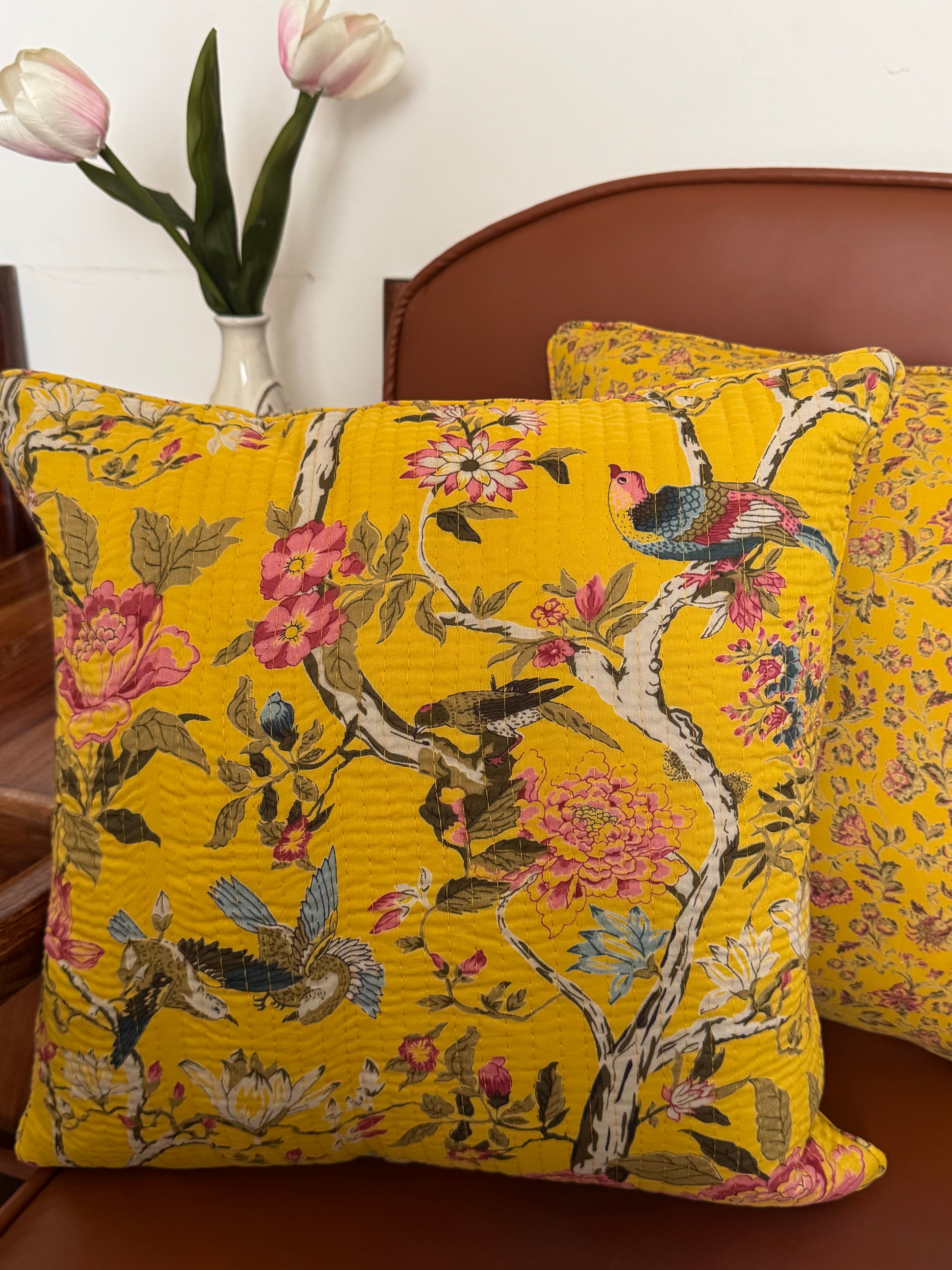 KANAK - SINGLE PIECE QUILTED 16 BY 16 INCHES CUSHION COVERS