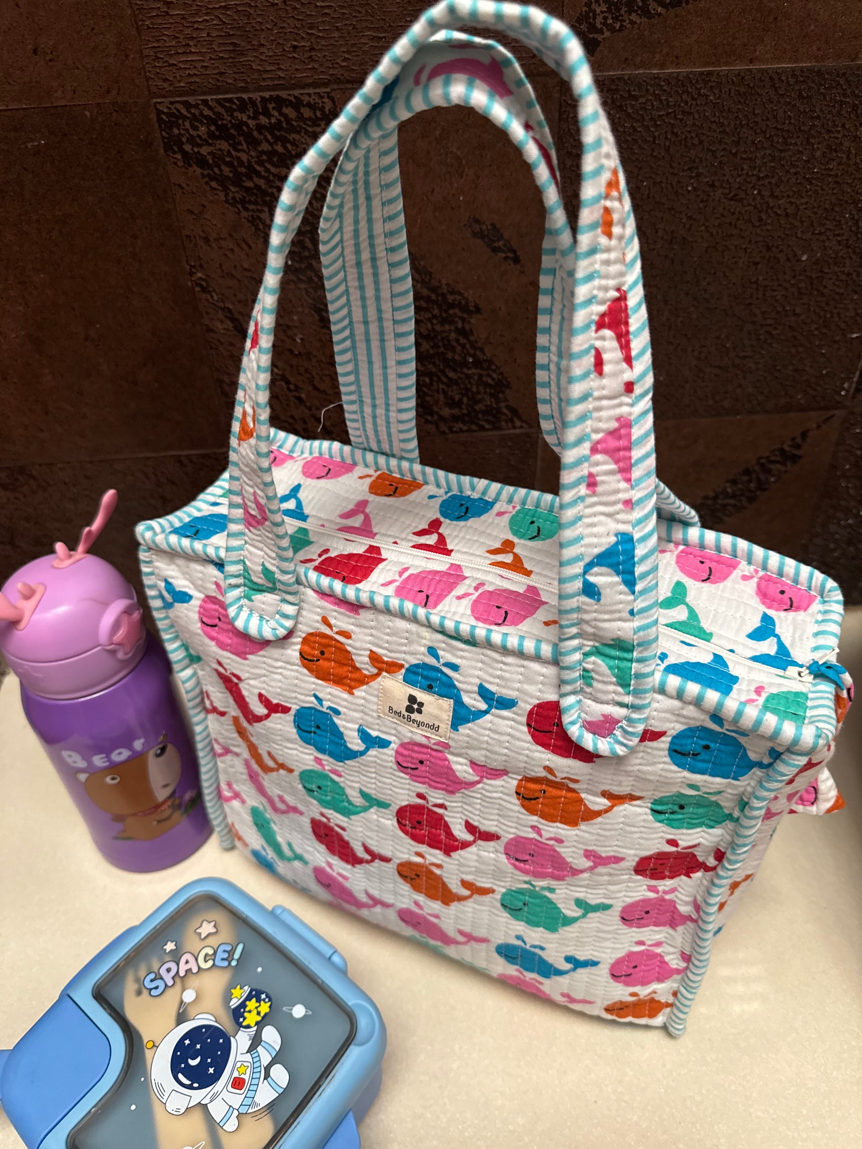 KIDS PRINT MINI TOTE BAG WITH ZIP