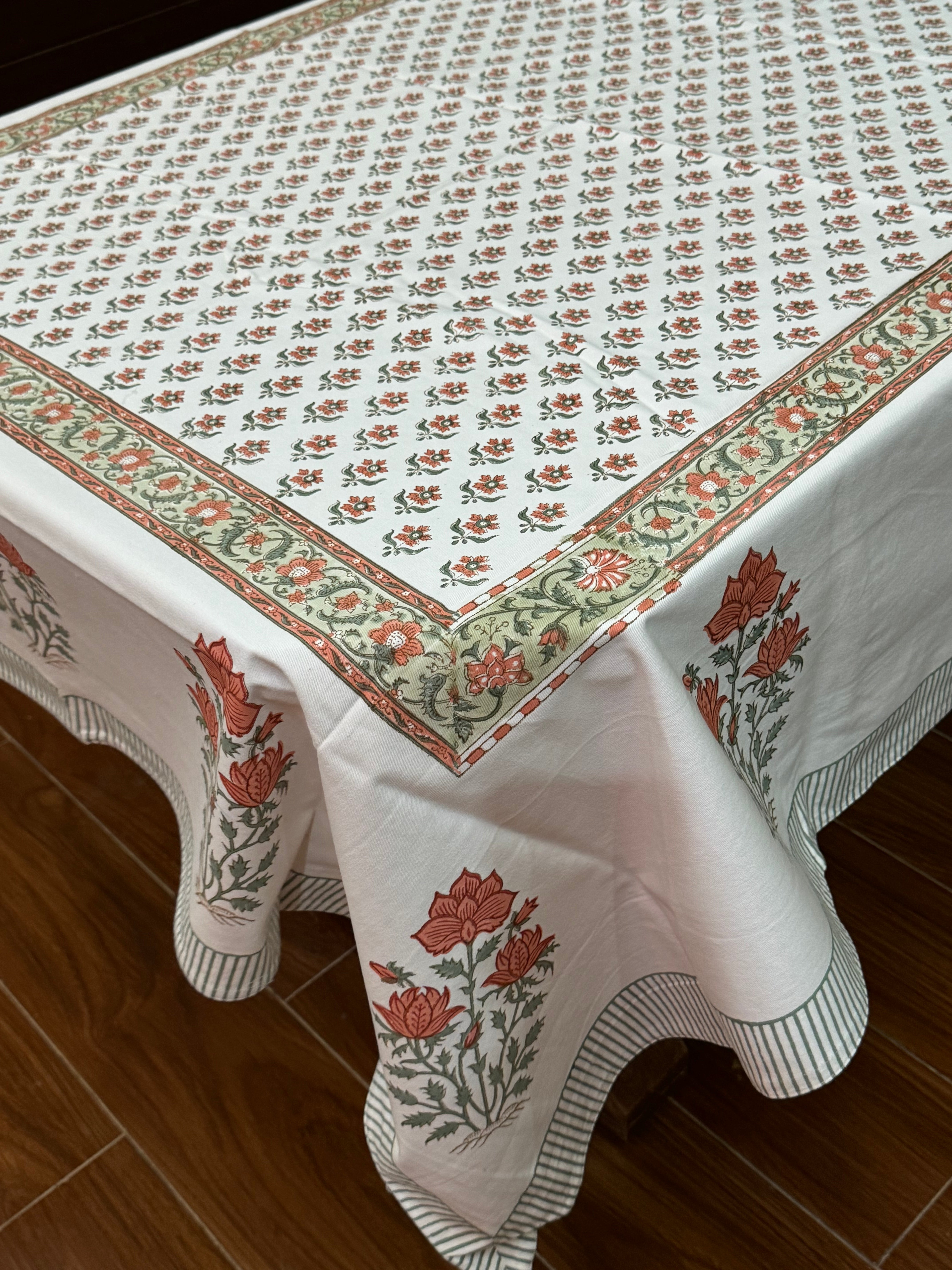 SIX SEATER HANDBLOCK PRINTED TABLECLOTH