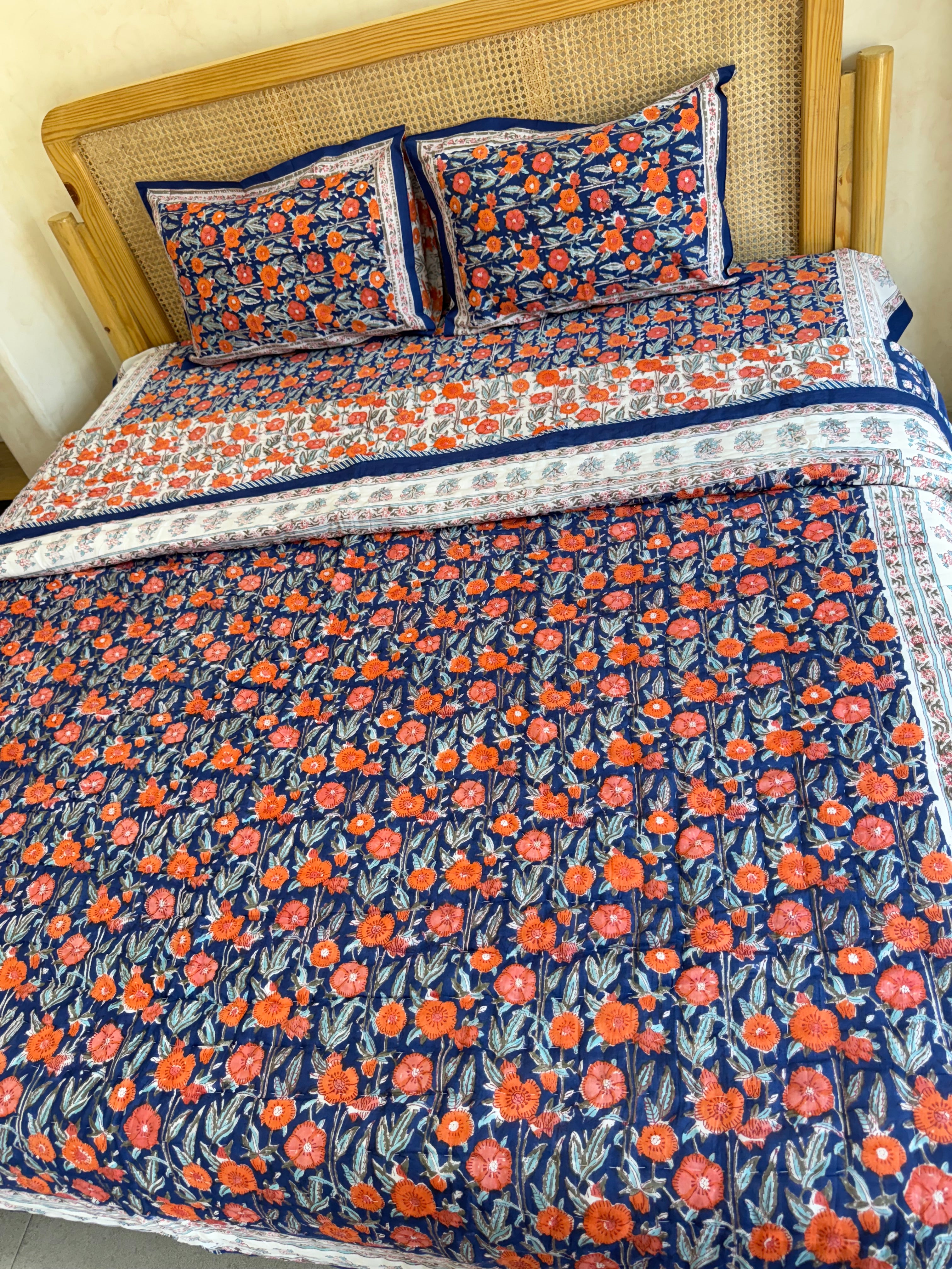 FESTIVE HAND BLOCK PRINTED BEDDING SET