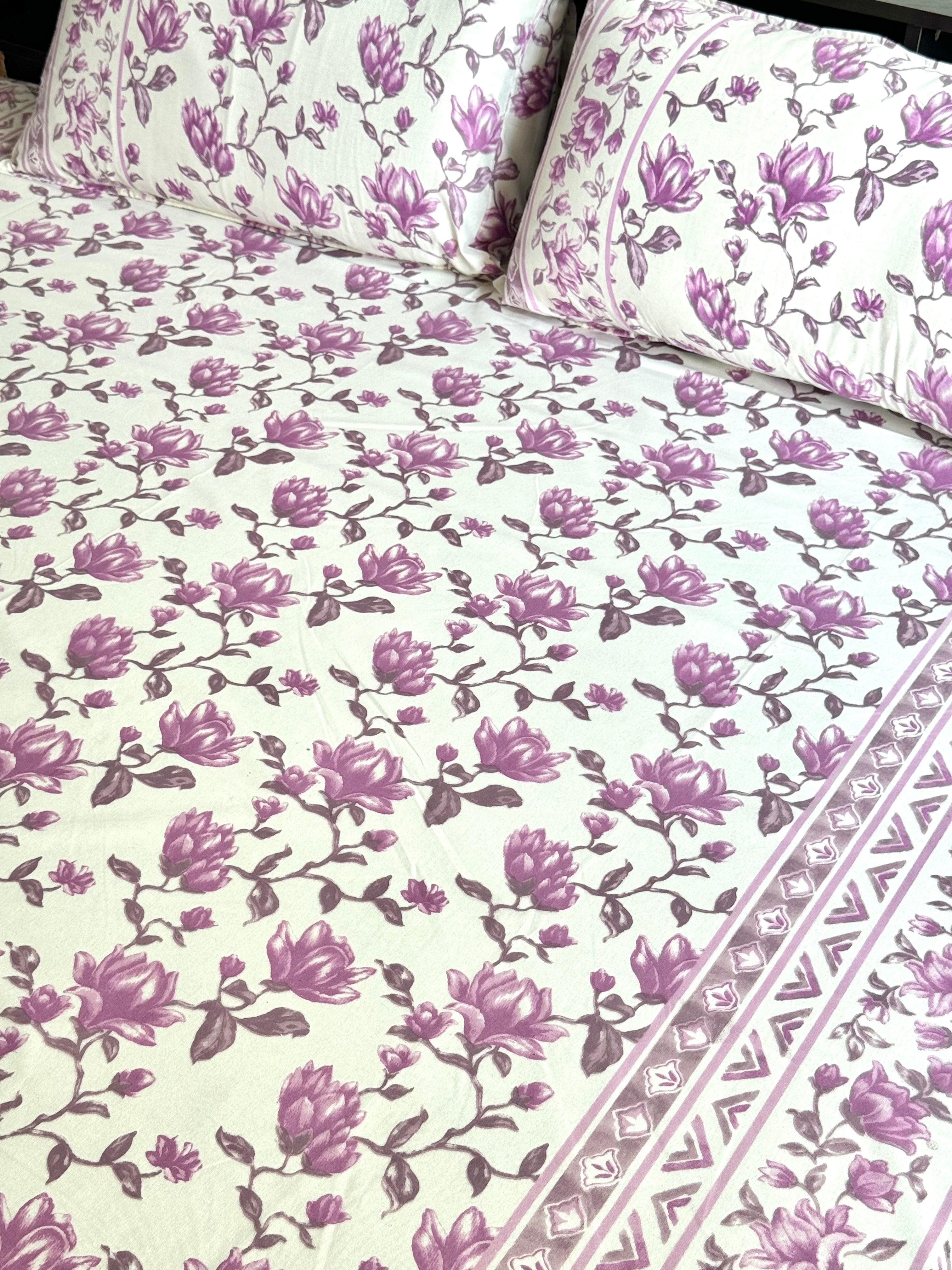 SHALIMAR BEDSHEET WITH TWO REVERSIBLE PILLOW COVERS