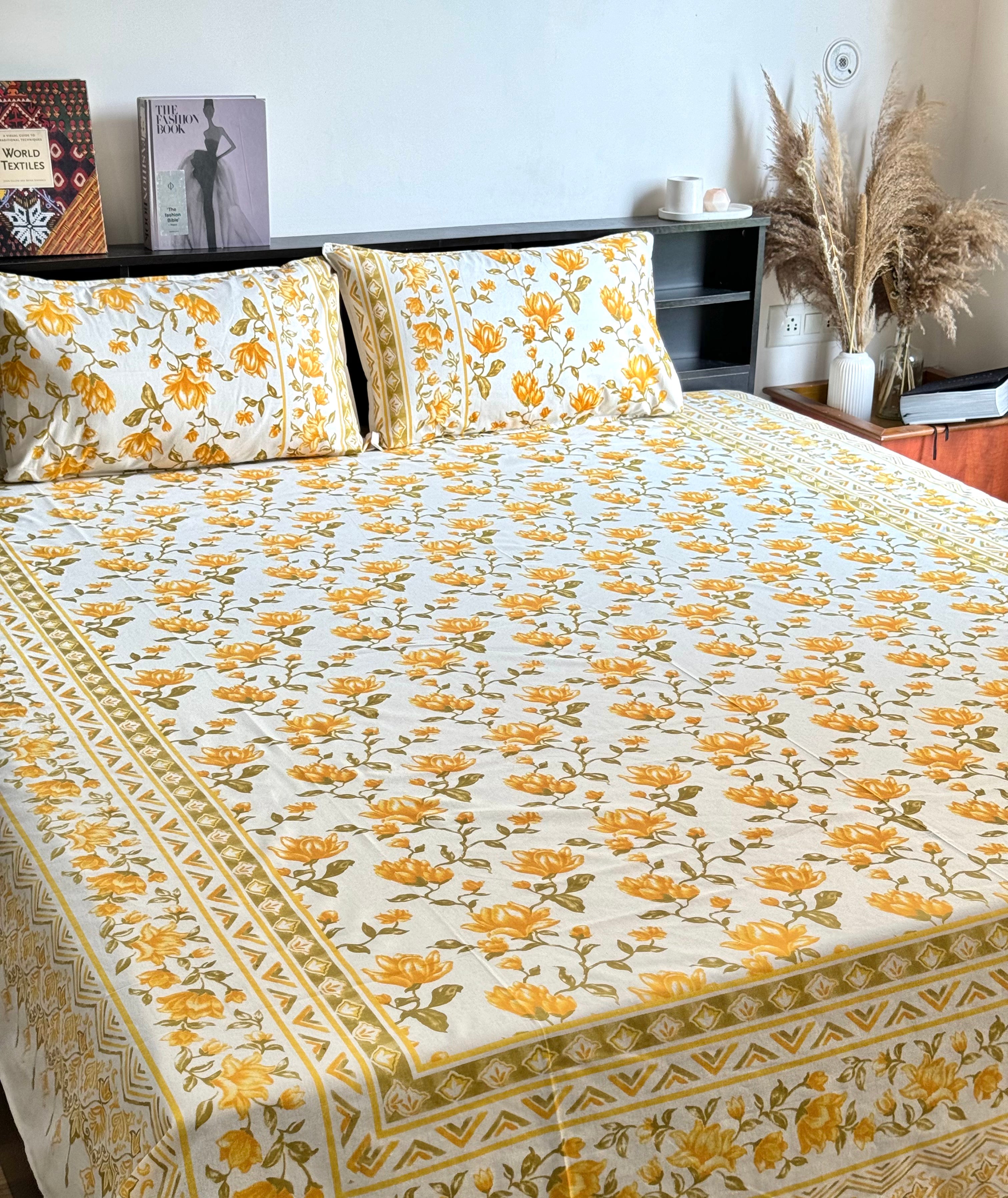 SHALIMAR BEDSHEET WITH TWO REVERSIBLE PILLOW COVERS