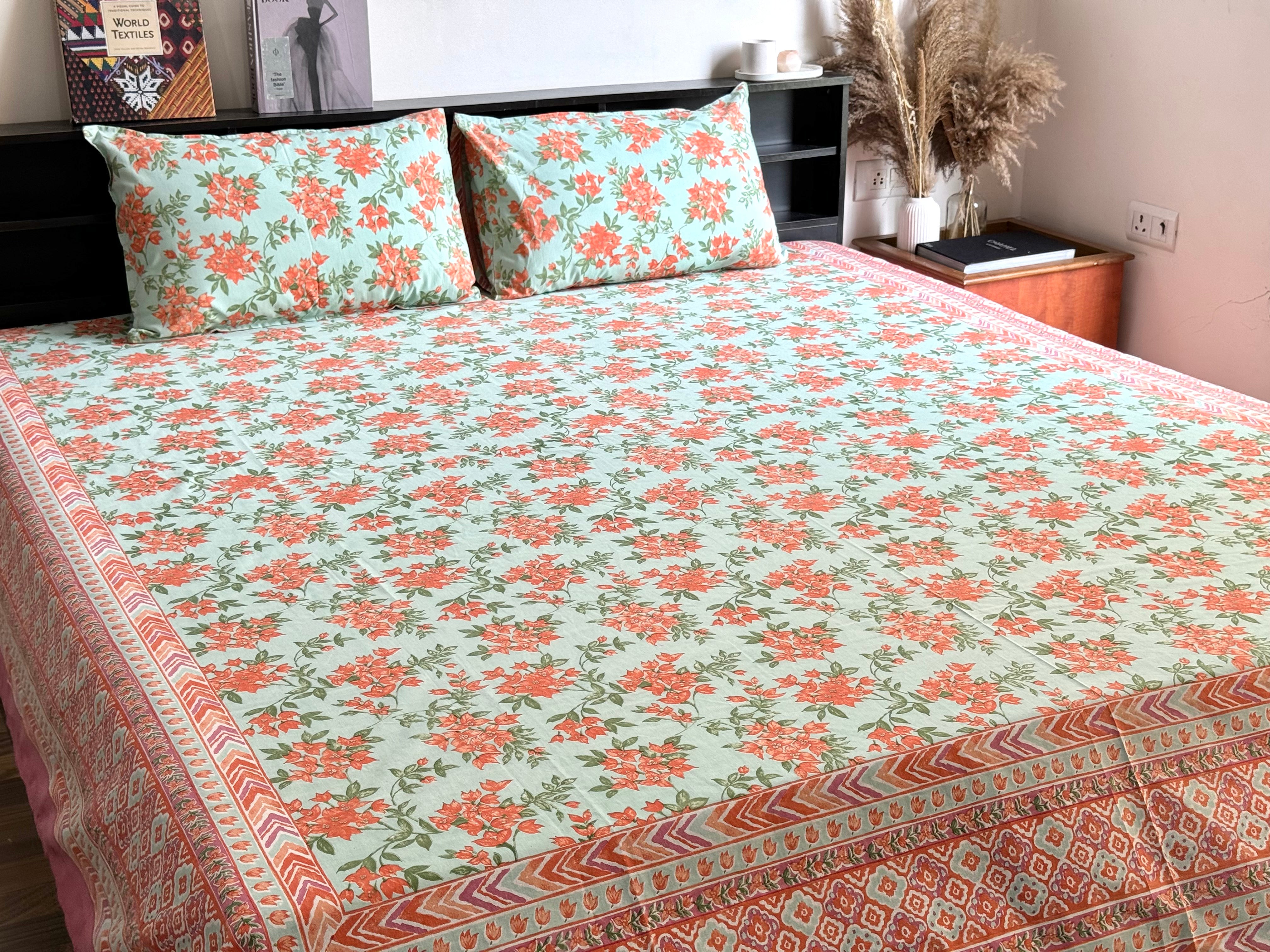 SHALIMAR BEDSHEET WITH TWO REVERSIBLE PILLOW COVERS