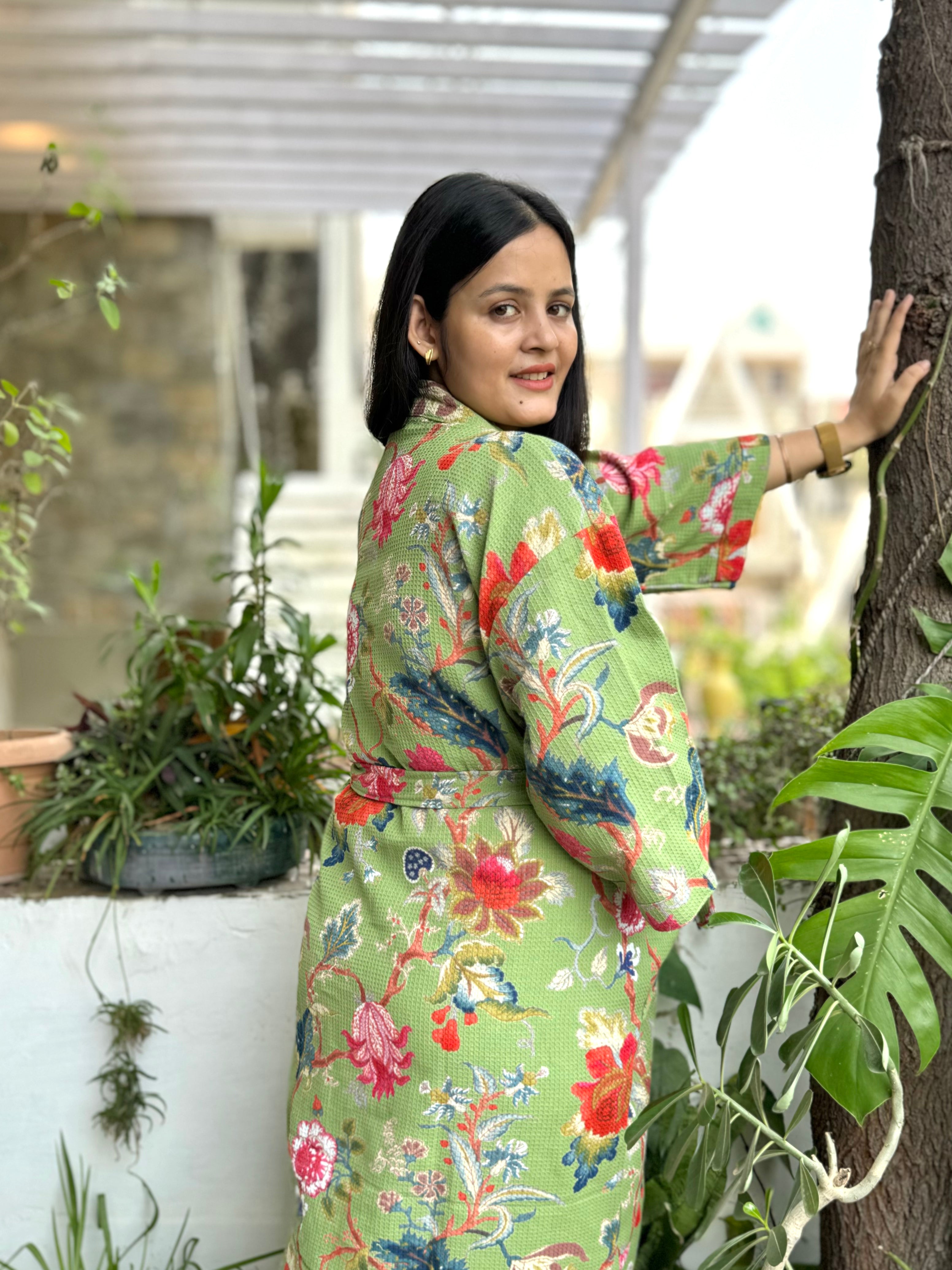 Floral Cotton Bath Robe