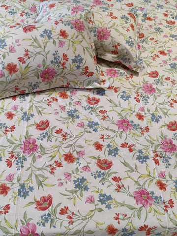 FLORAL SHALIMAR BEDSHEET WITH TWO REVERSIBLE PILLOW COVERS