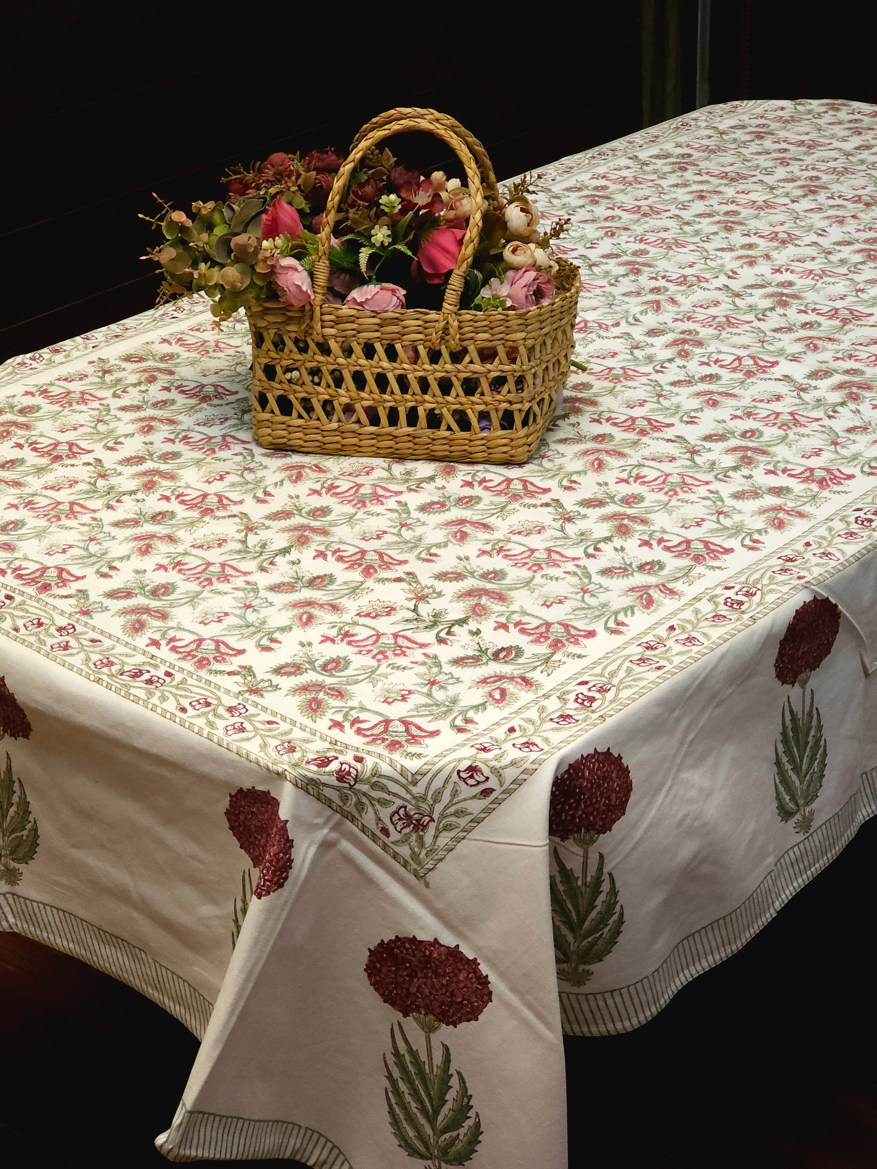 SIX & EIGHT SEATER HANDBLOCK PRINTED TABLECLOTH