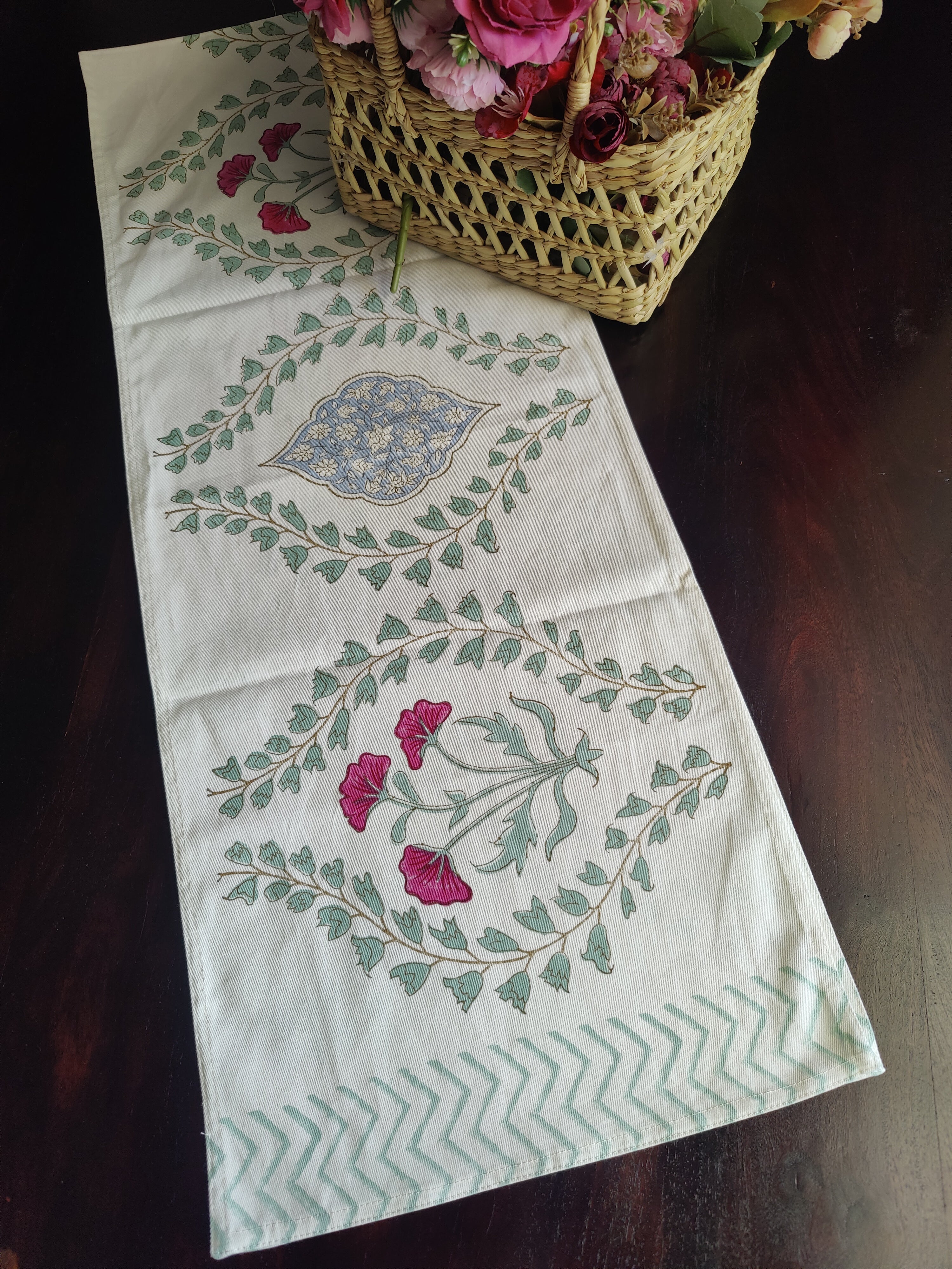 SIX SEATER HANDBLOCK PRINTED TABLE RUNNER