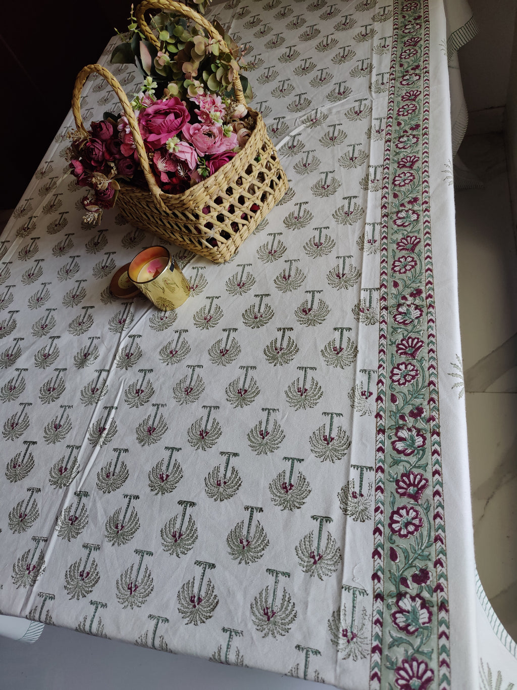 EIGHT SEATER HANDBLOCK PRINTED SEATER TABLECLOTH