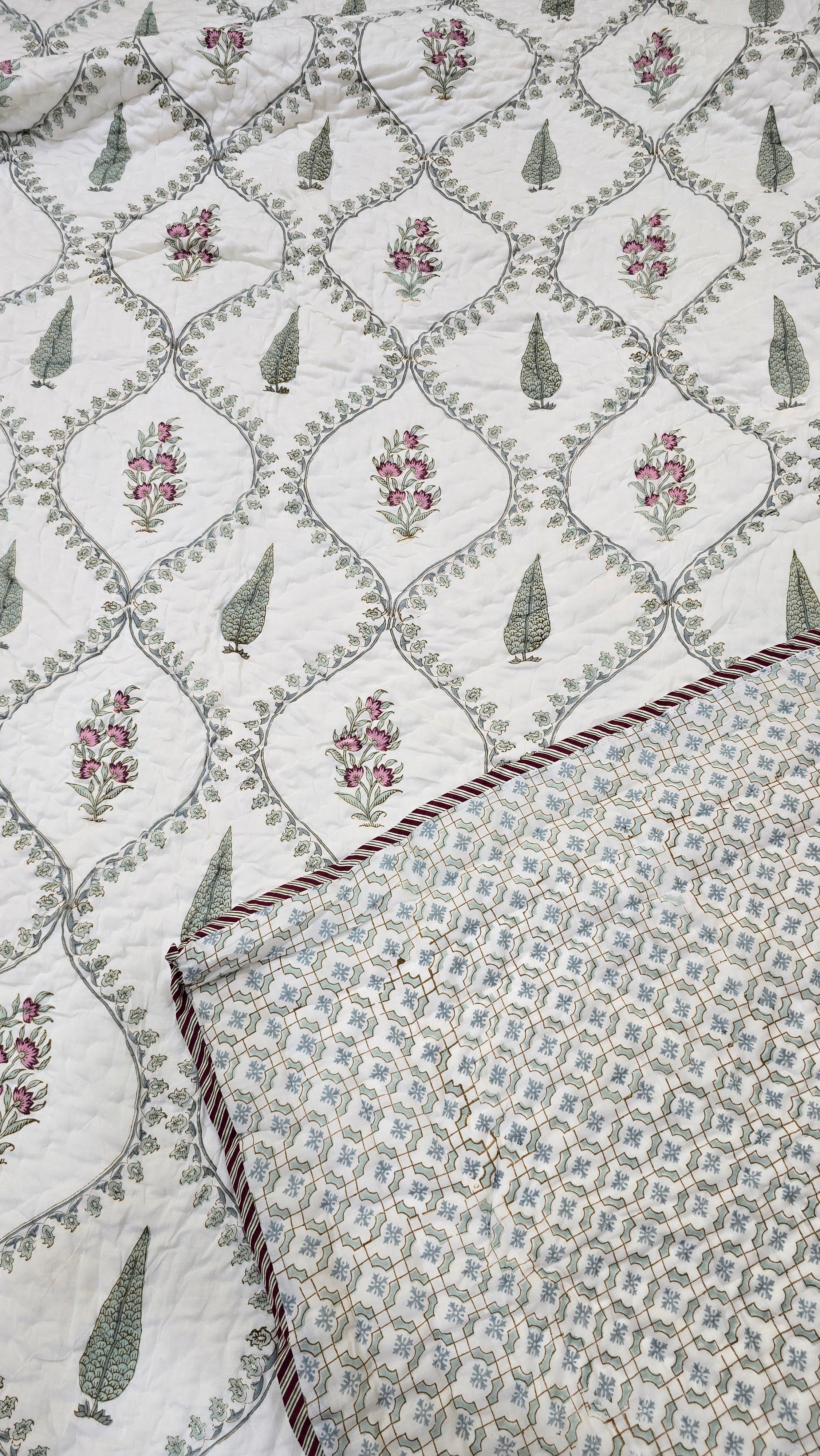 PRISHA HANDBLOCK PRINTED SINGLE QUILT