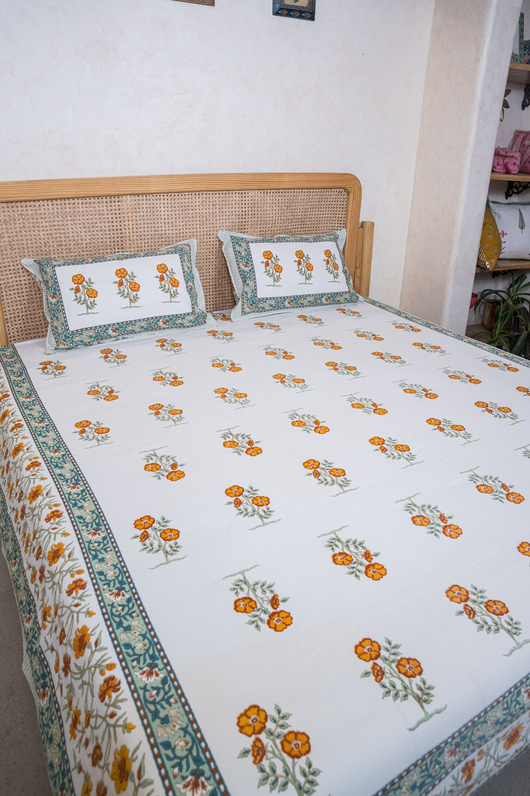 PURE COTTON BEDSHEET WITH TWO PILLOW CASES