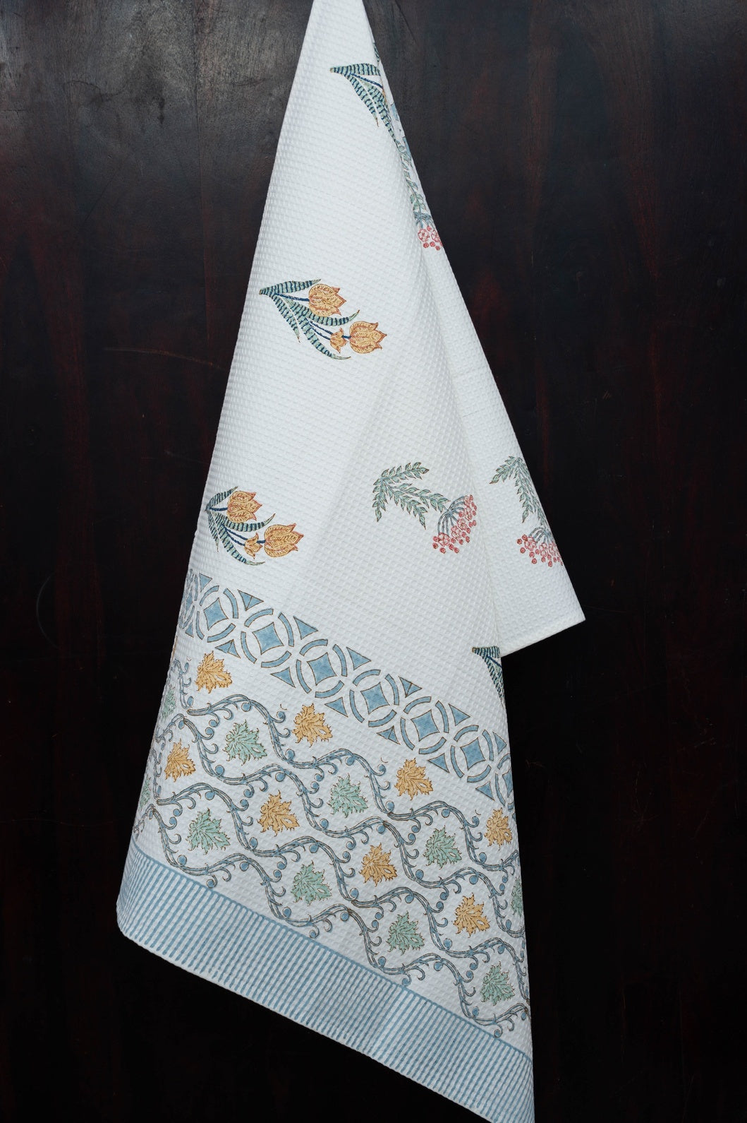 WHISPERING PEONIES  HANDBLOCK PRINTED BODY / HAND TOWEL / NAPKIN