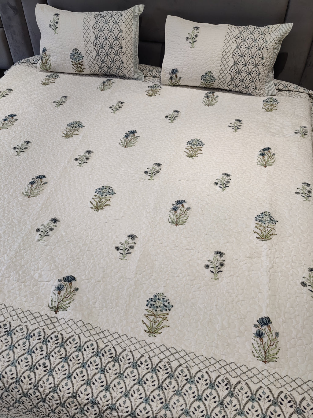RIVA HANDBLOCK PRINTED QUILTED BEDCOVER