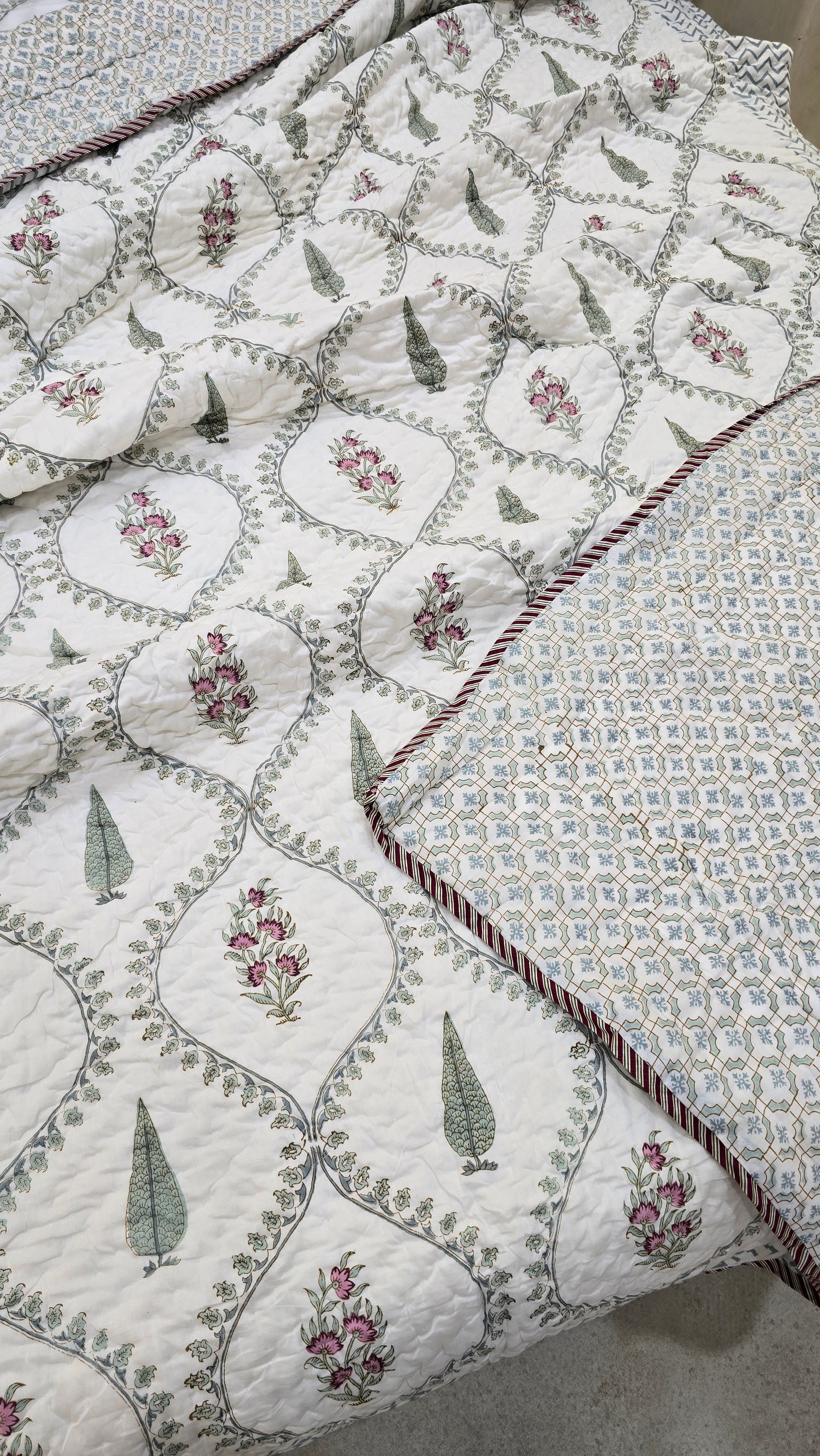PRISHA HANDBLOCK PRINTED SINGLE QUILT