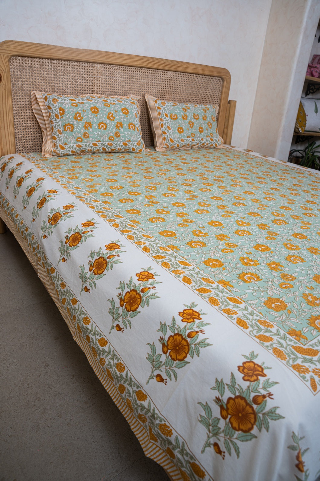 PURE COTTON BEDSHEET WITH TWO PILLOW CASES